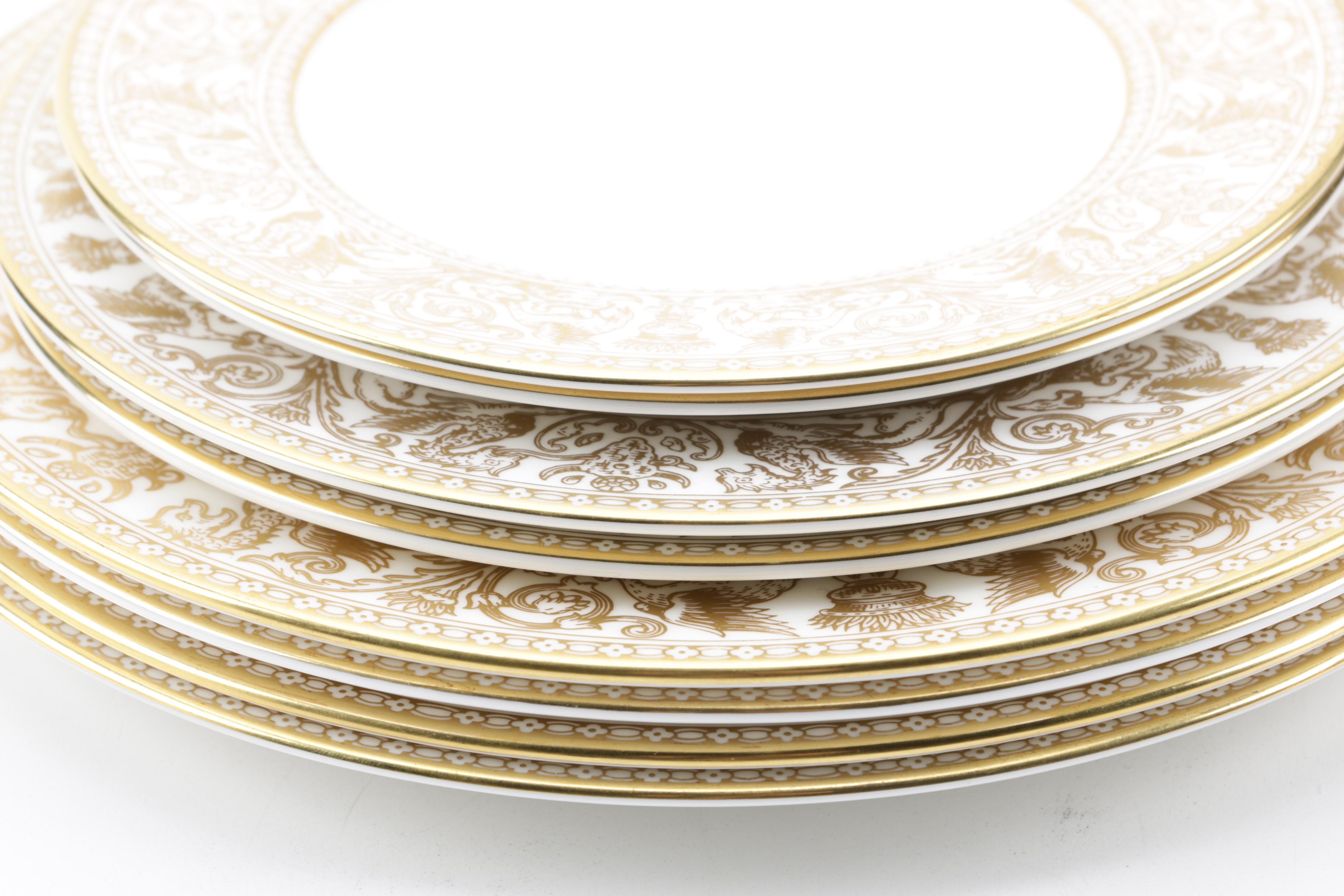 Vintage Wedgwood "Gold Florentine" Bone China Dinnerware c. 1961-86