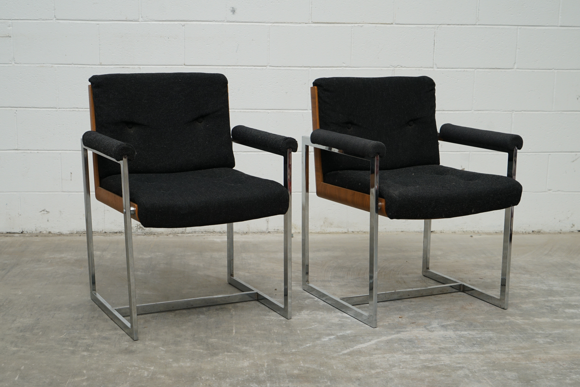 Teak Bent Plywood and Chrome Armchairs by Antocks Lairn, Mid-20th Century