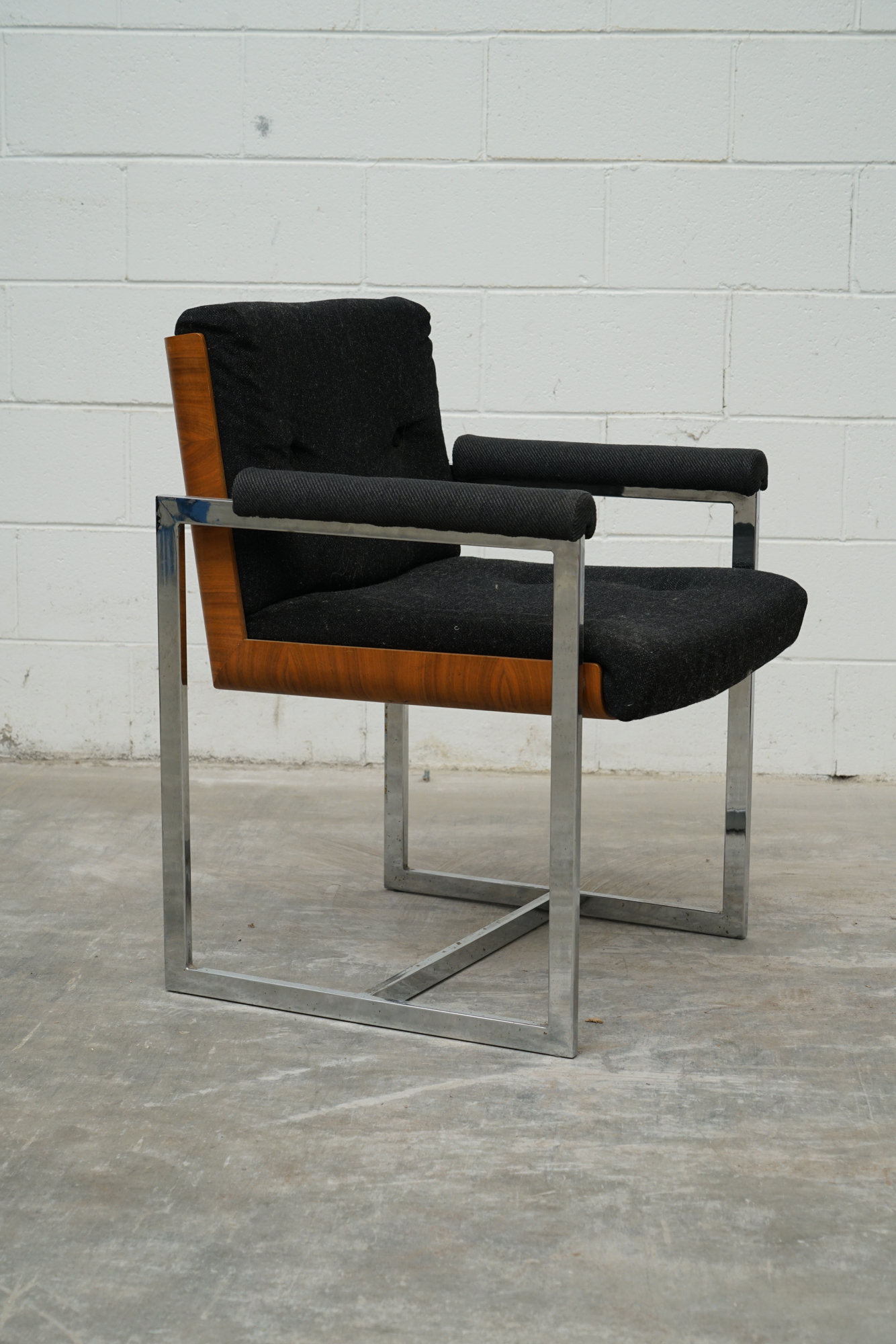 Teak Bent Plywood and Chrome Armchairs by Antocks Lairn, Mid-20th Century