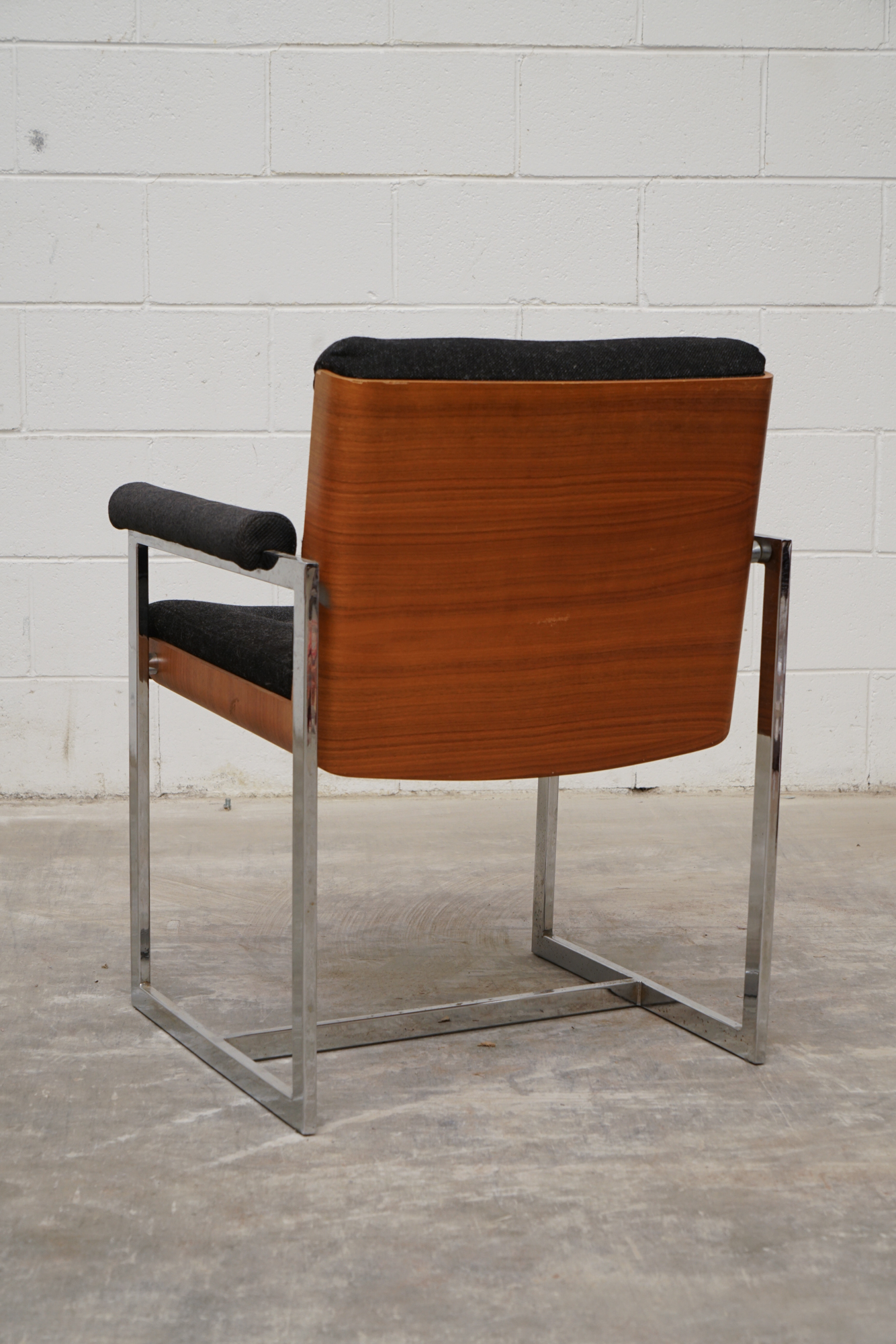 Teak Bent Plywood and Chrome Armchairs by Antocks Lairn, Mid-20th Century