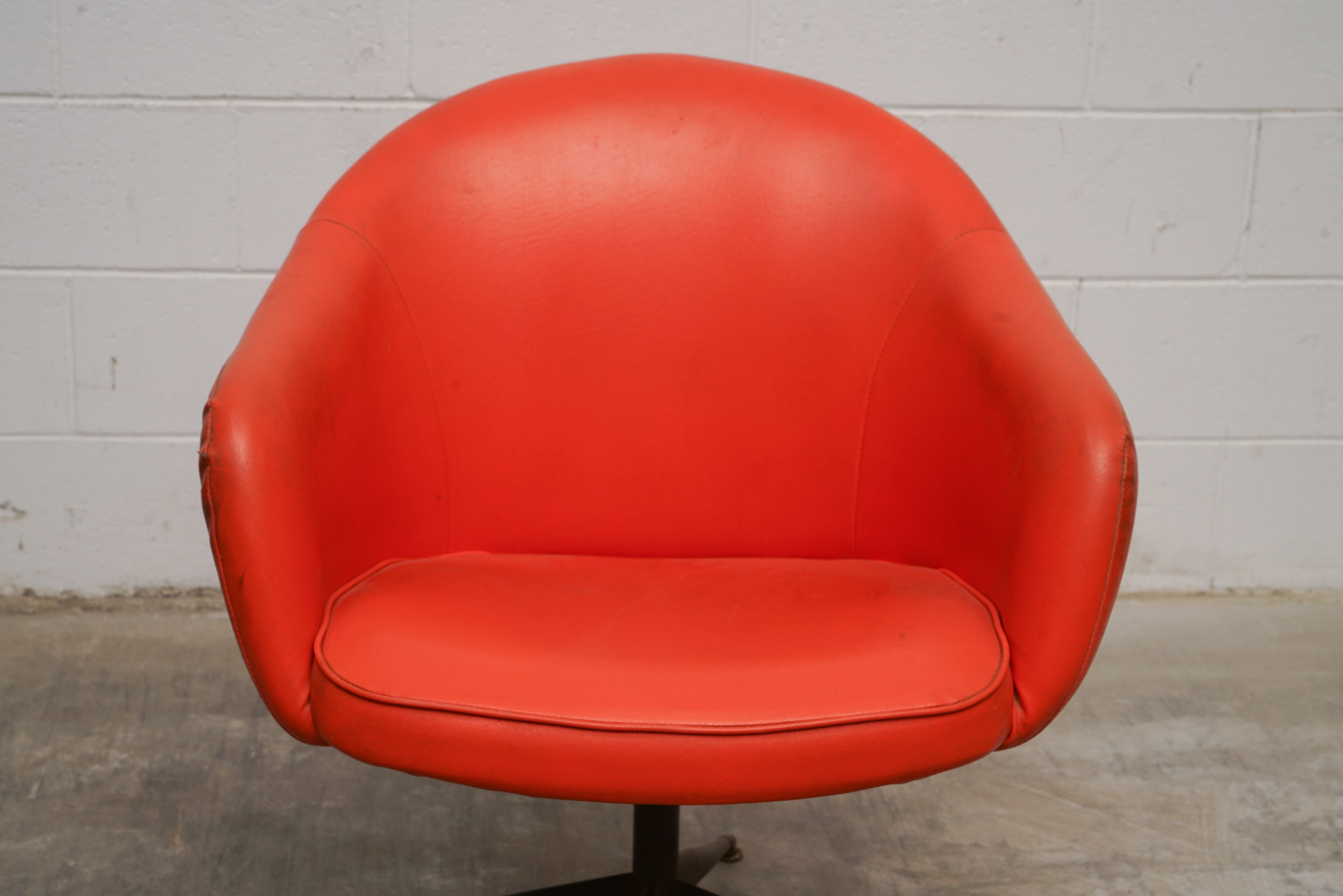 Mid Century Modern Upholstered Swivel Chair, Mid-20th Century
