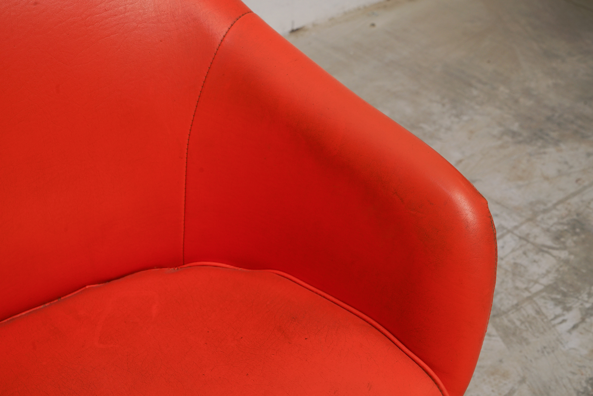 Mid Century Modern Upholstered Swivel Chair, Mid-20th Century