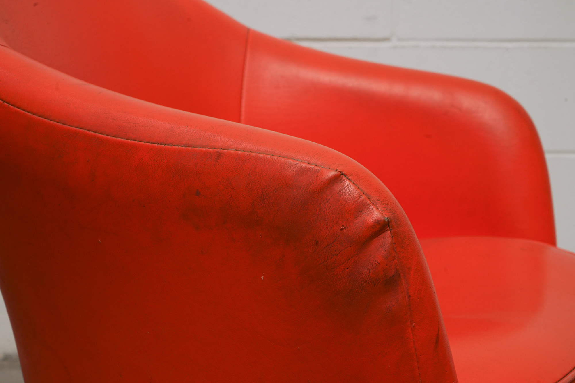 Mid Century Modern Upholstered Swivel Chair, Mid-20th Century