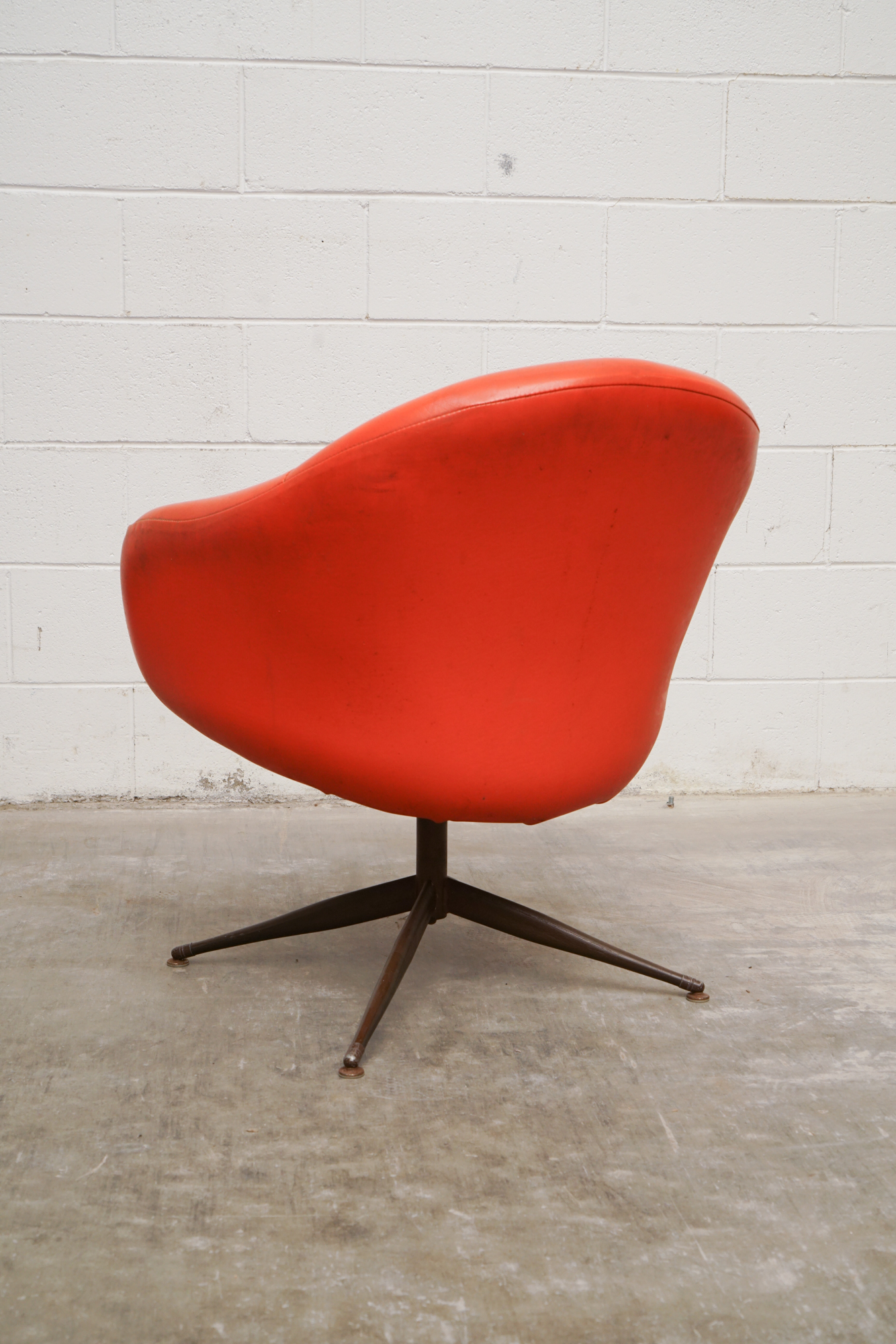 Mid Century Modern Upholstered Swivel Chair, Mid-20th Century