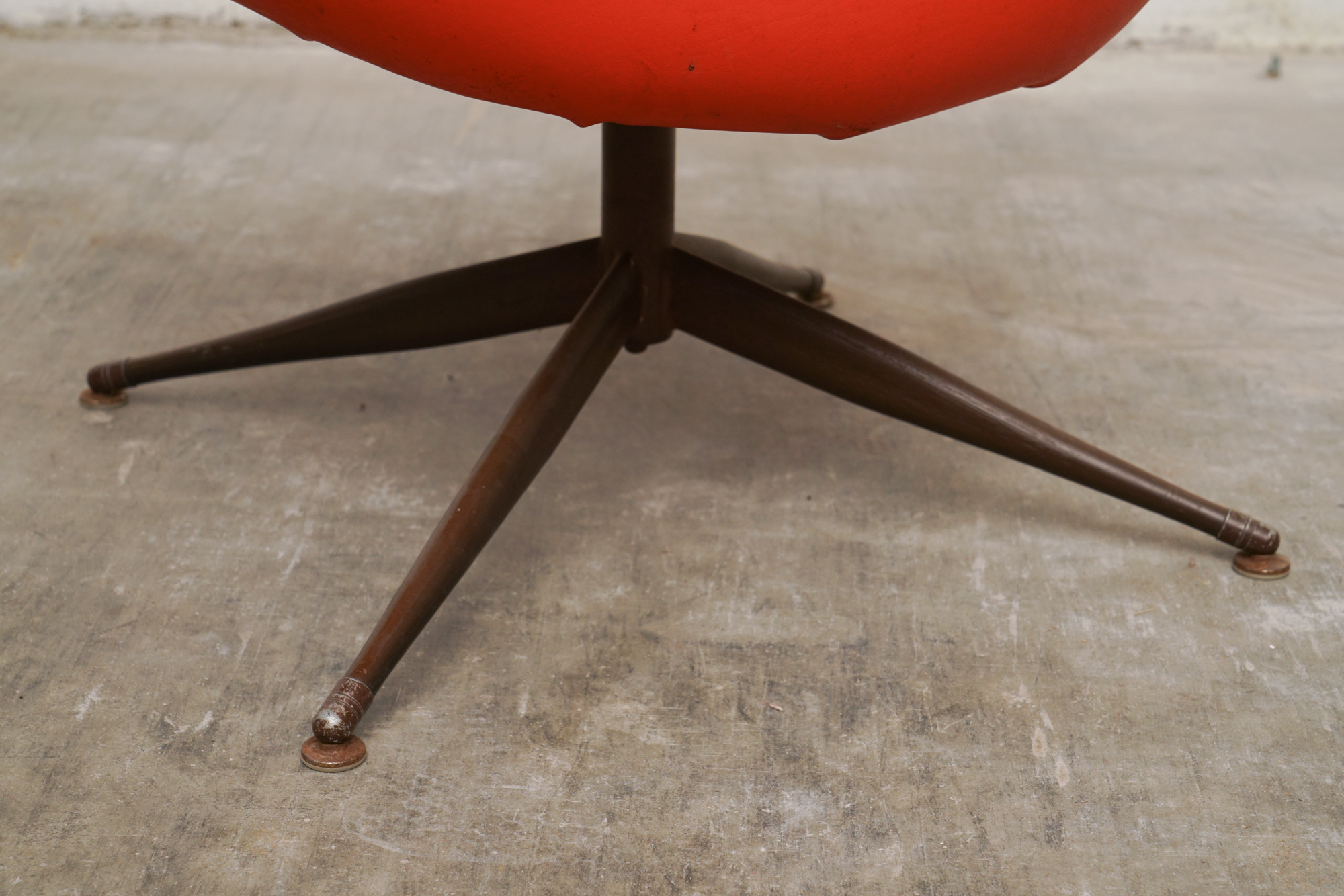 Mid Century Modern Upholstered Swivel Chair, Mid-20th Century