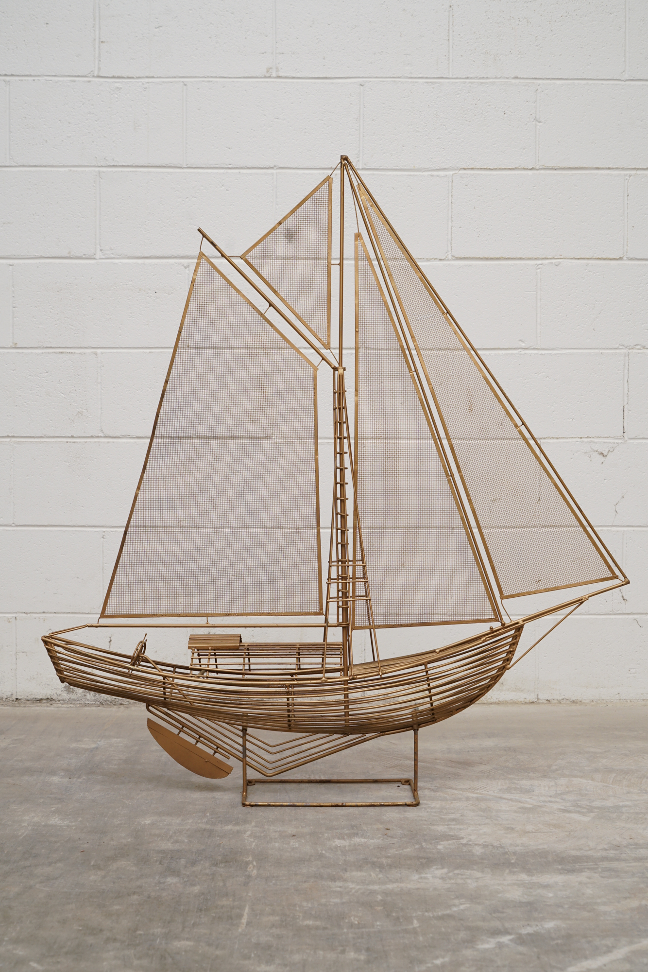 Curtis Jeré Style Wire Sailboat Sculpture