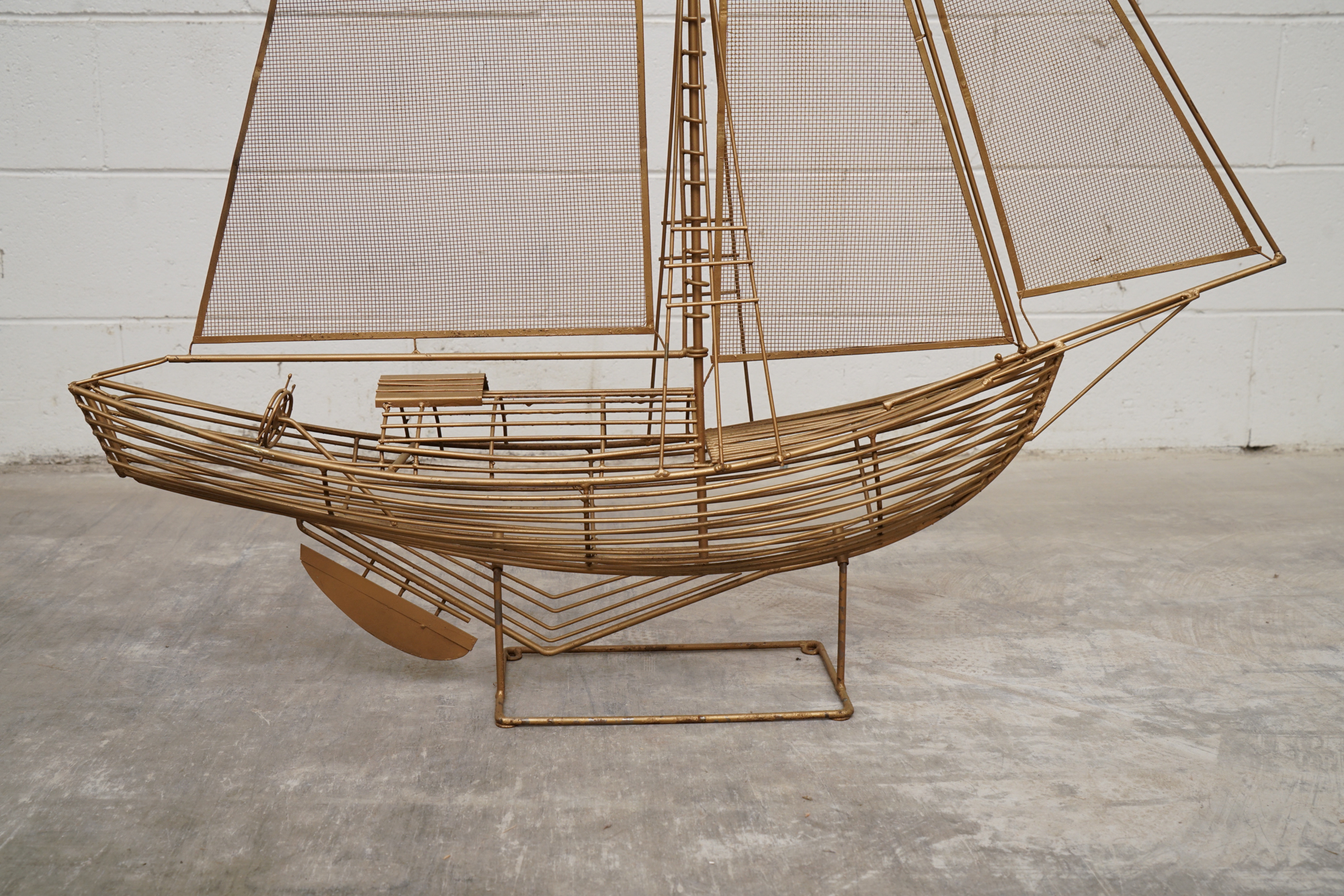 Curtis Jeré Style Wire Sailboat Sculpture