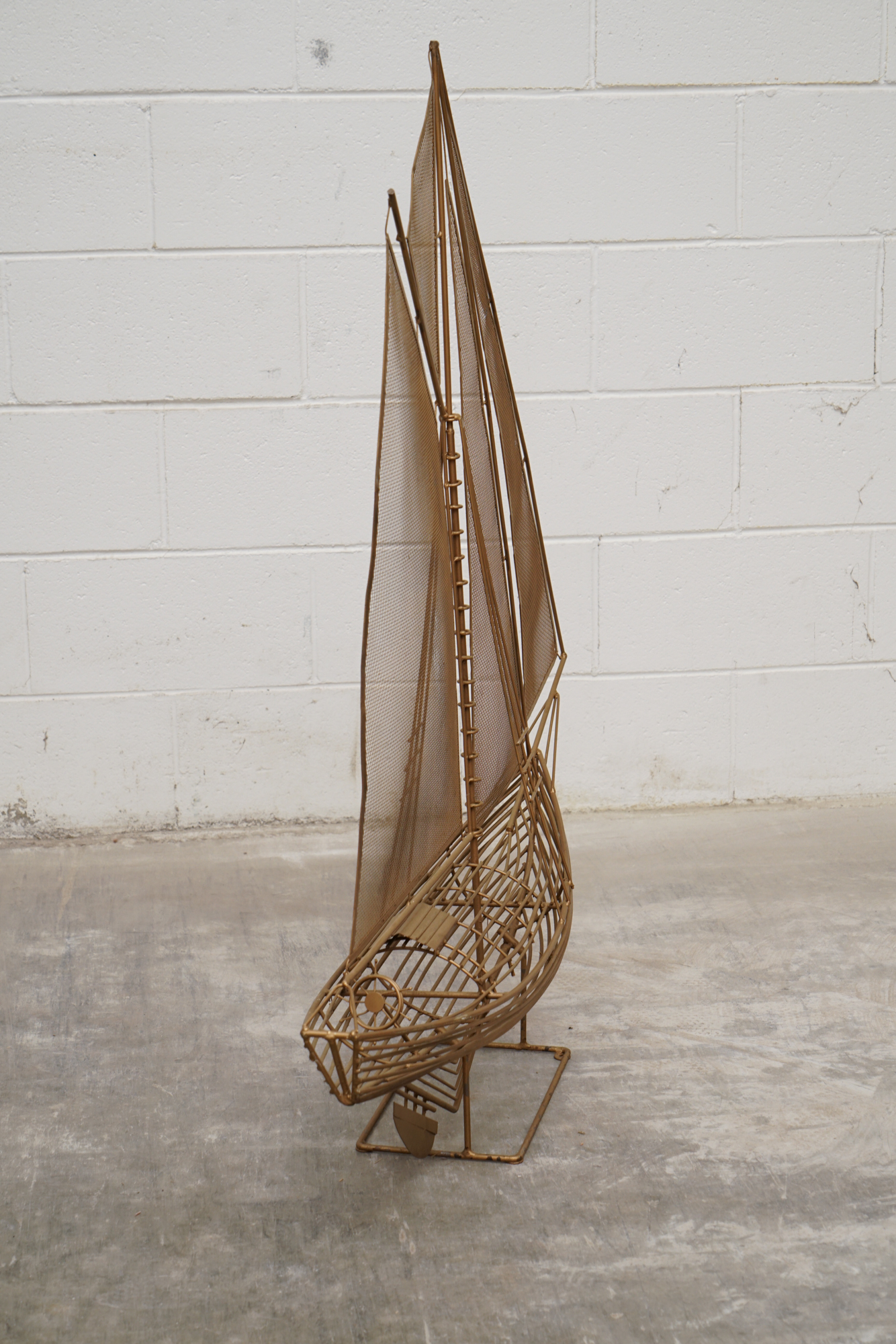 Curtis Jeré Style Wire Sailboat Sculpture