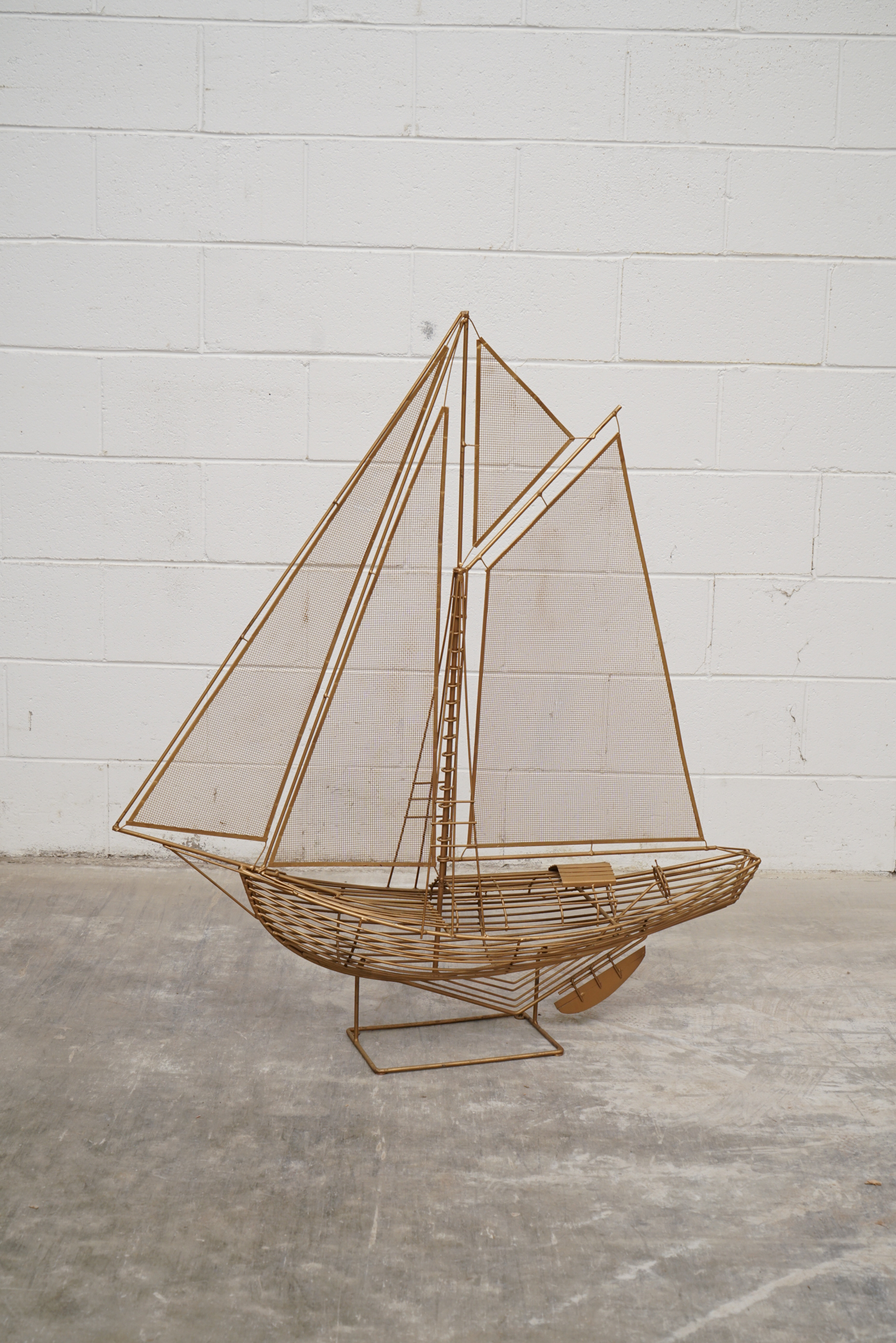 Curtis Jeré Style Wire Sailboat Sculpture