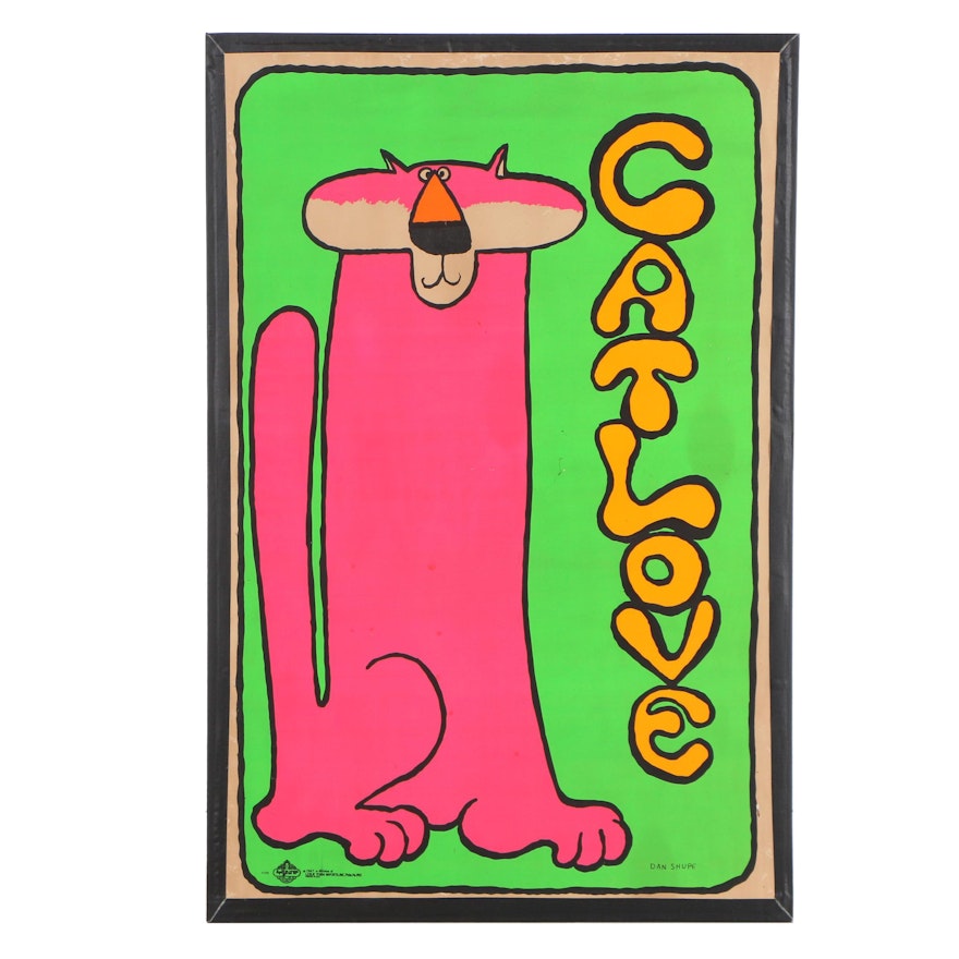 Dan Shupe 1967 Serigraph "Cat Love"