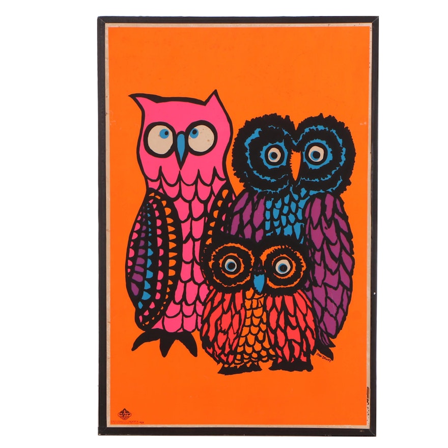 Dan Shupe 1967 Serigraph "Owls"