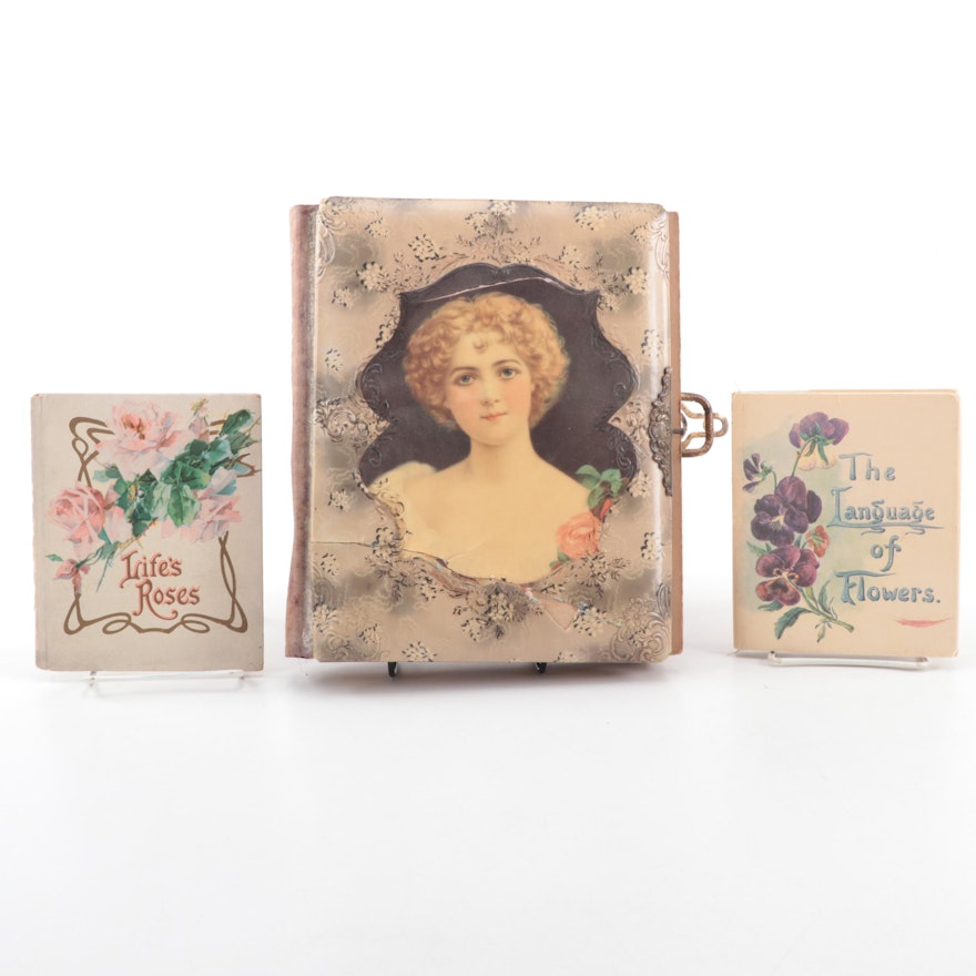 Victorian Celluloid Photo Album and Books About Flowers