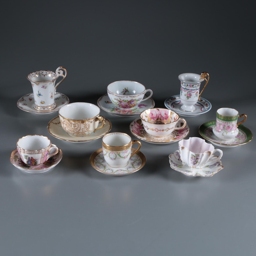 Porcelain Cups and Saucers Featuring Royal Crown Derby