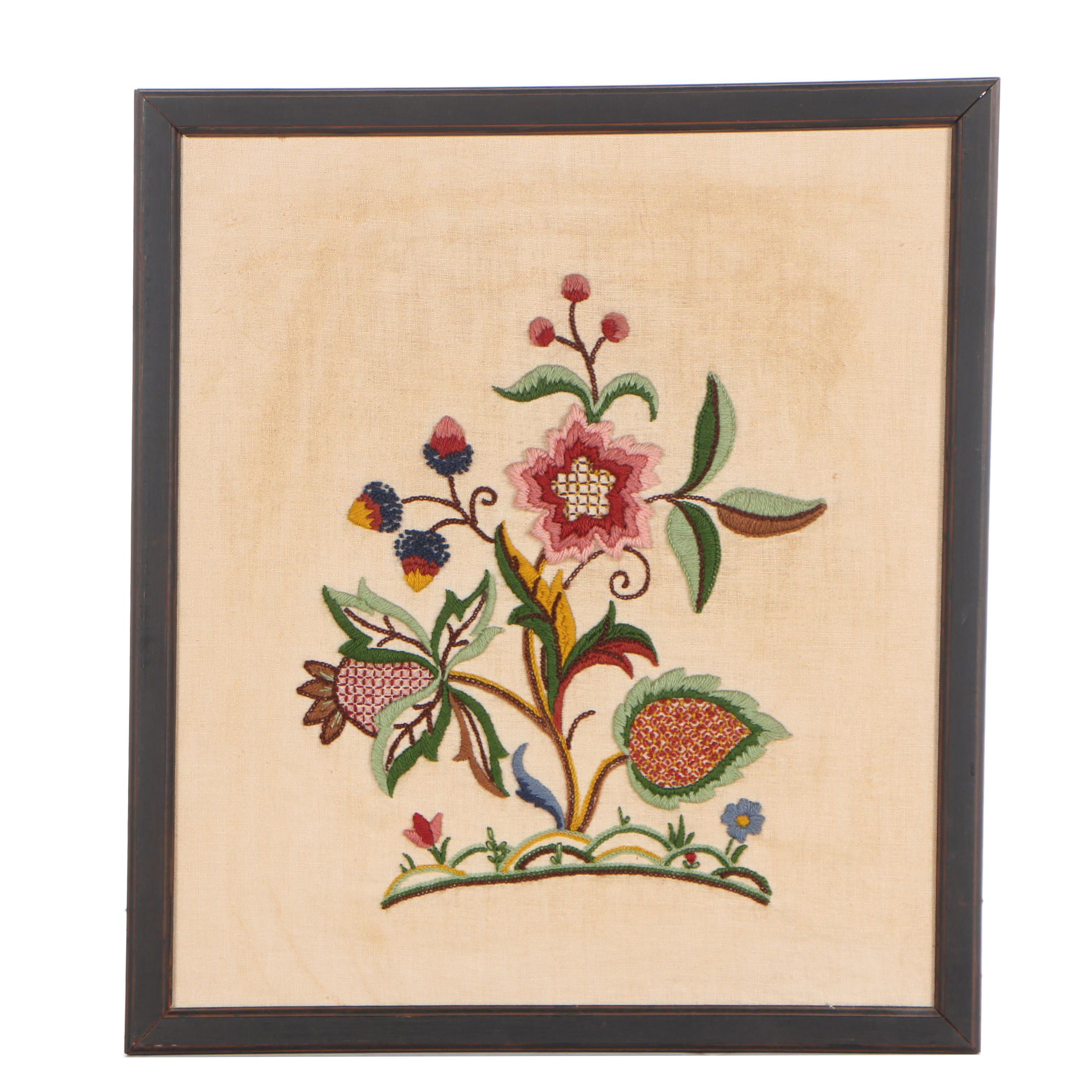 Crewel Work Floral Wall Hanging