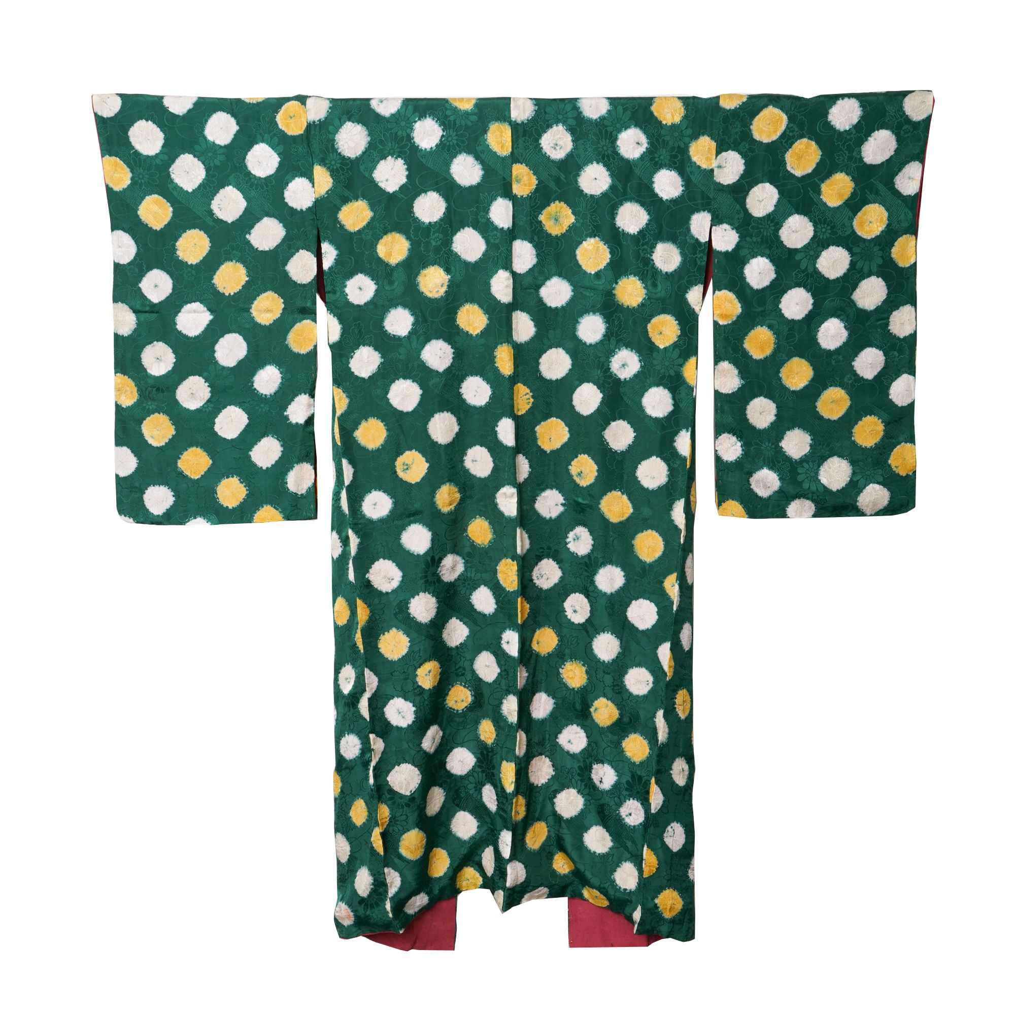 Circa 1900 Antique Handwoven Silk Damask Kimono