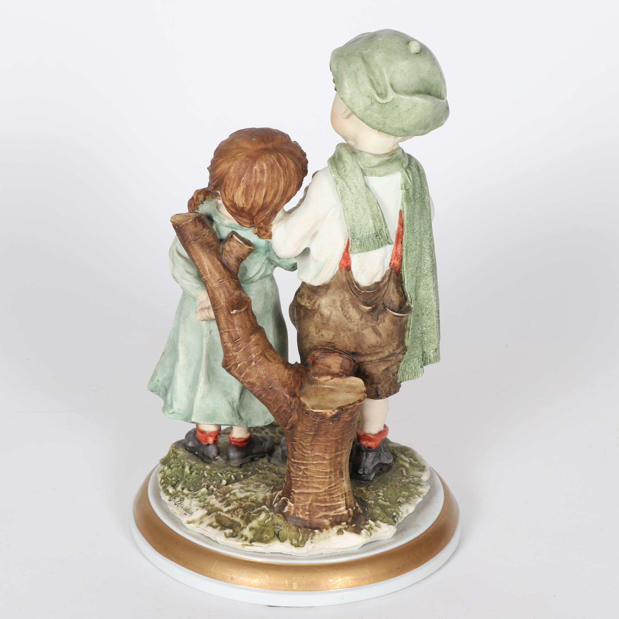 Giuseppe Armani "Boy and Girl with Chick" Italian Porcelain Figurine