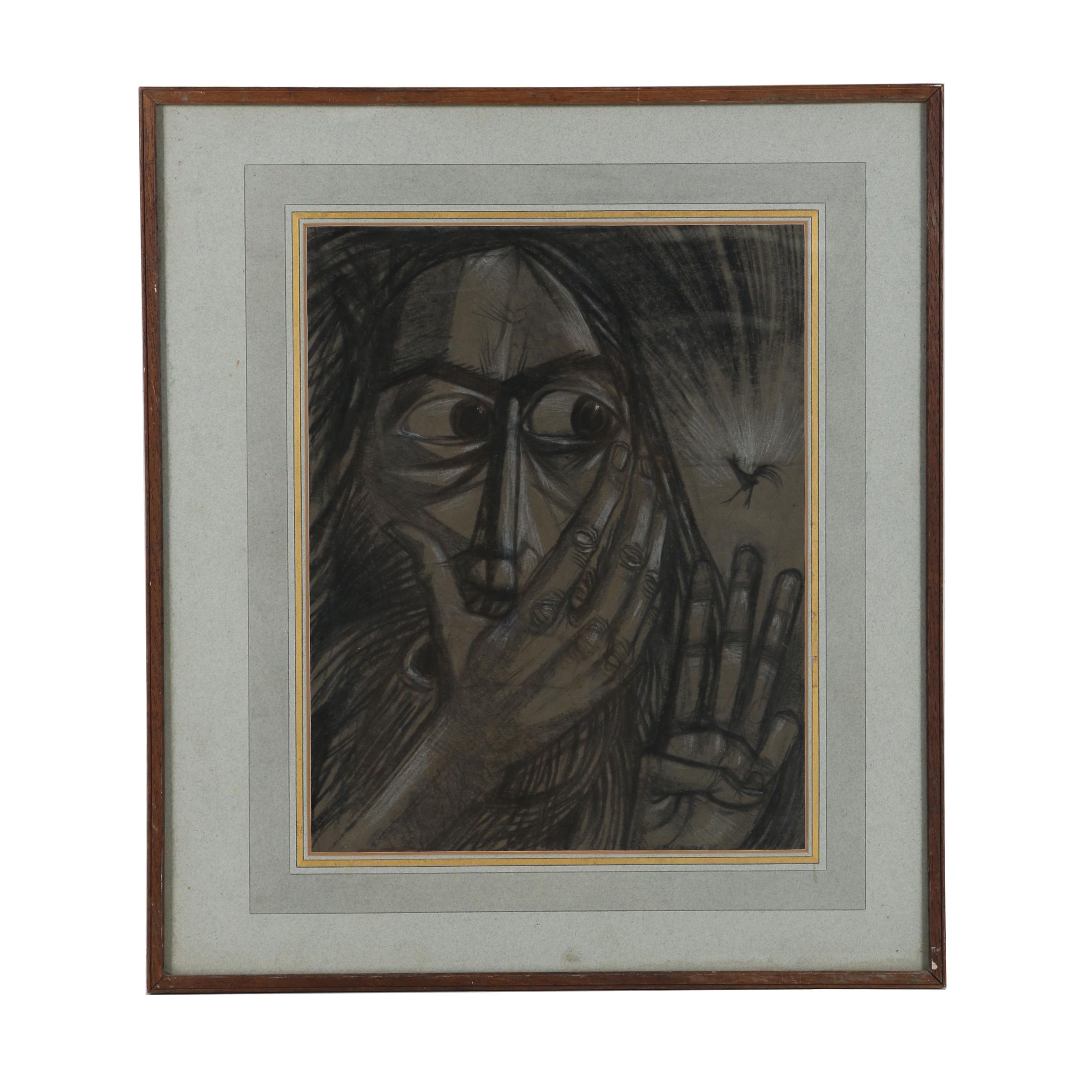 Anthony Renouf Oil Pastel Drawing "The Denial"