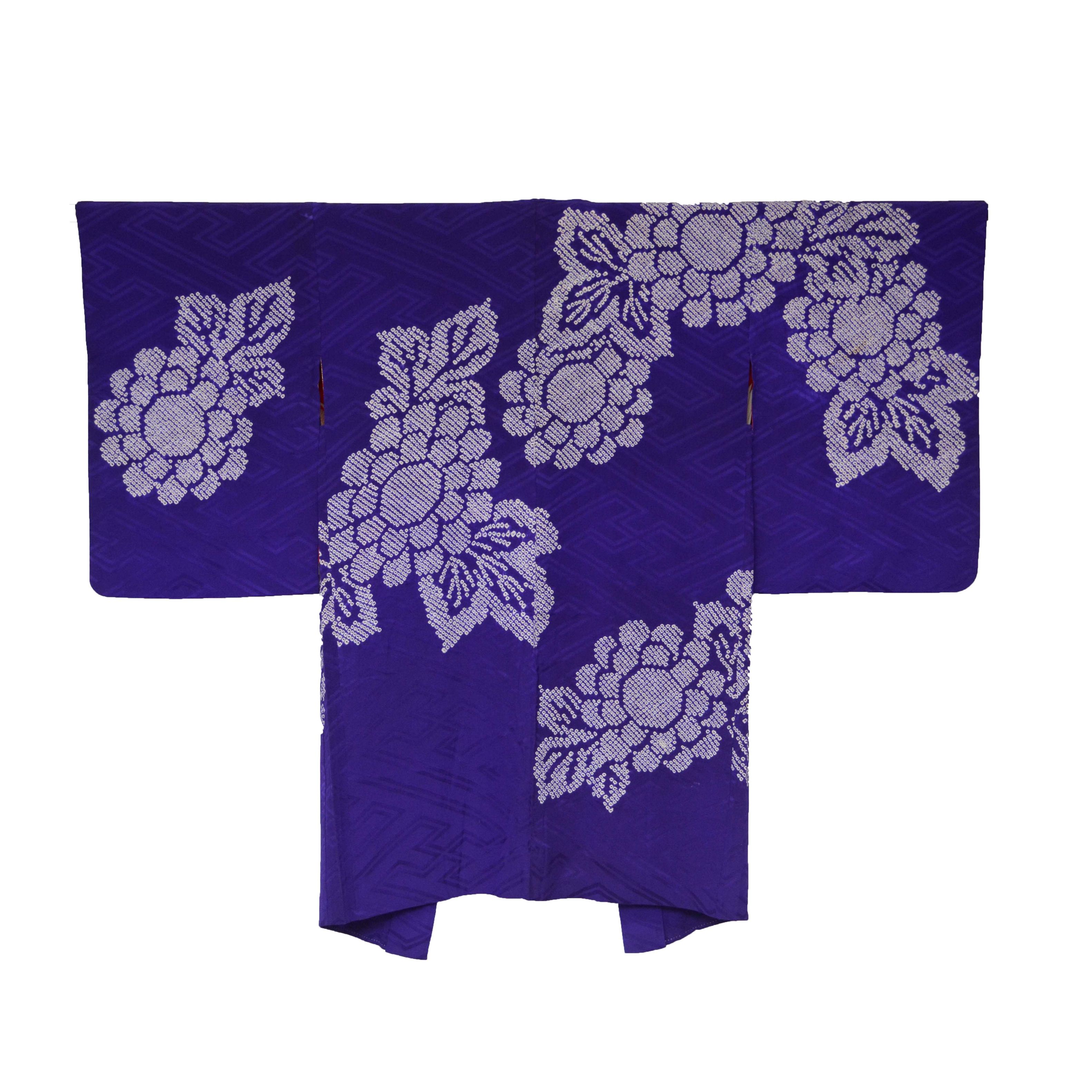 Circa 1910 Antique Handwoven Silk Damask Haori Jacket