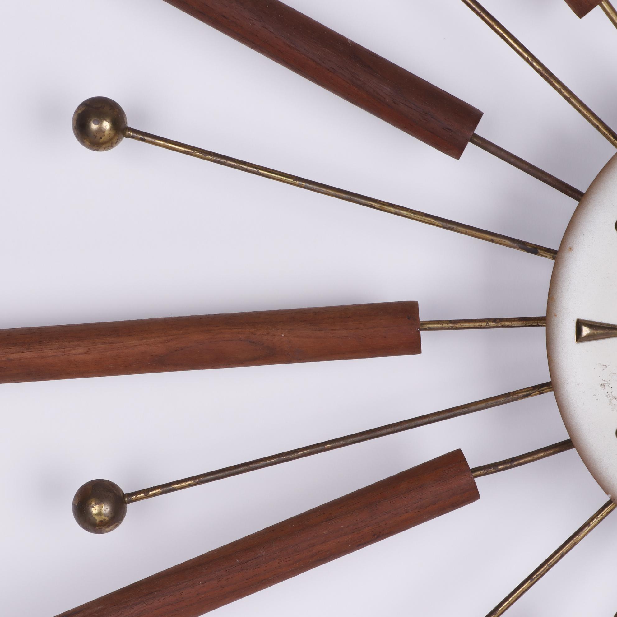 Mid Century Modern Sunburst Wall Clock