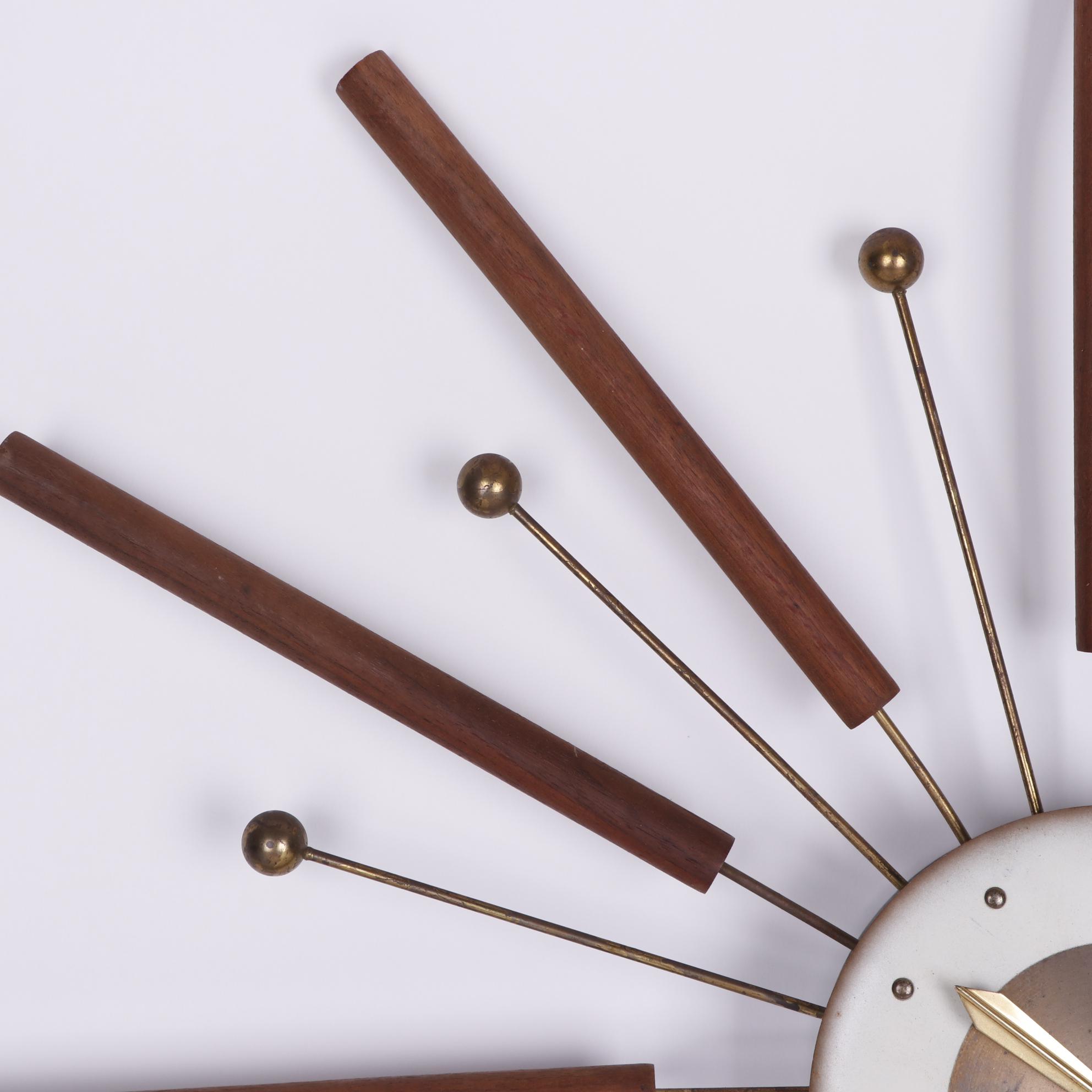 Mid Century Modern Sunburst Wall Clock