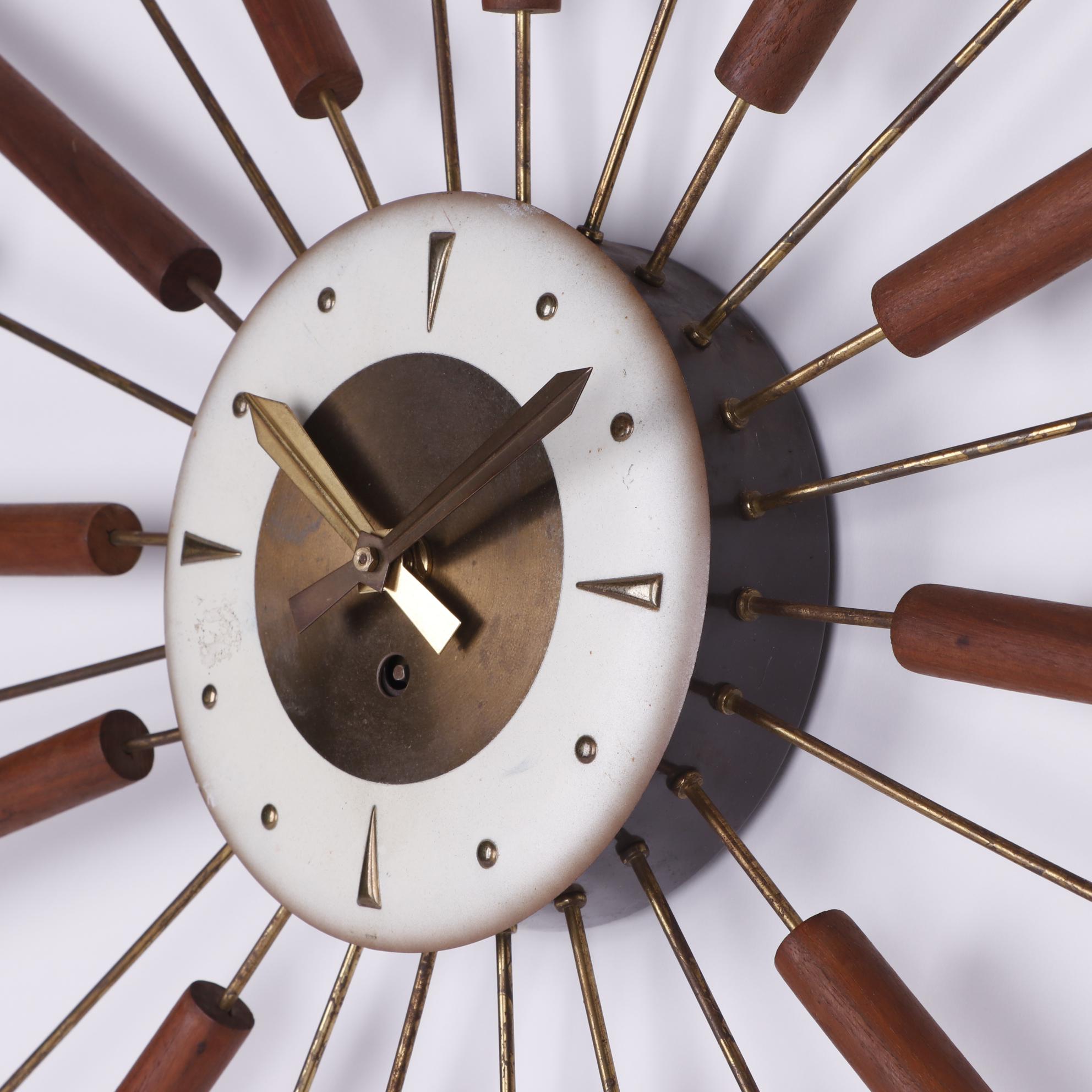 Mid Century Modern Sunburst Wall Clock