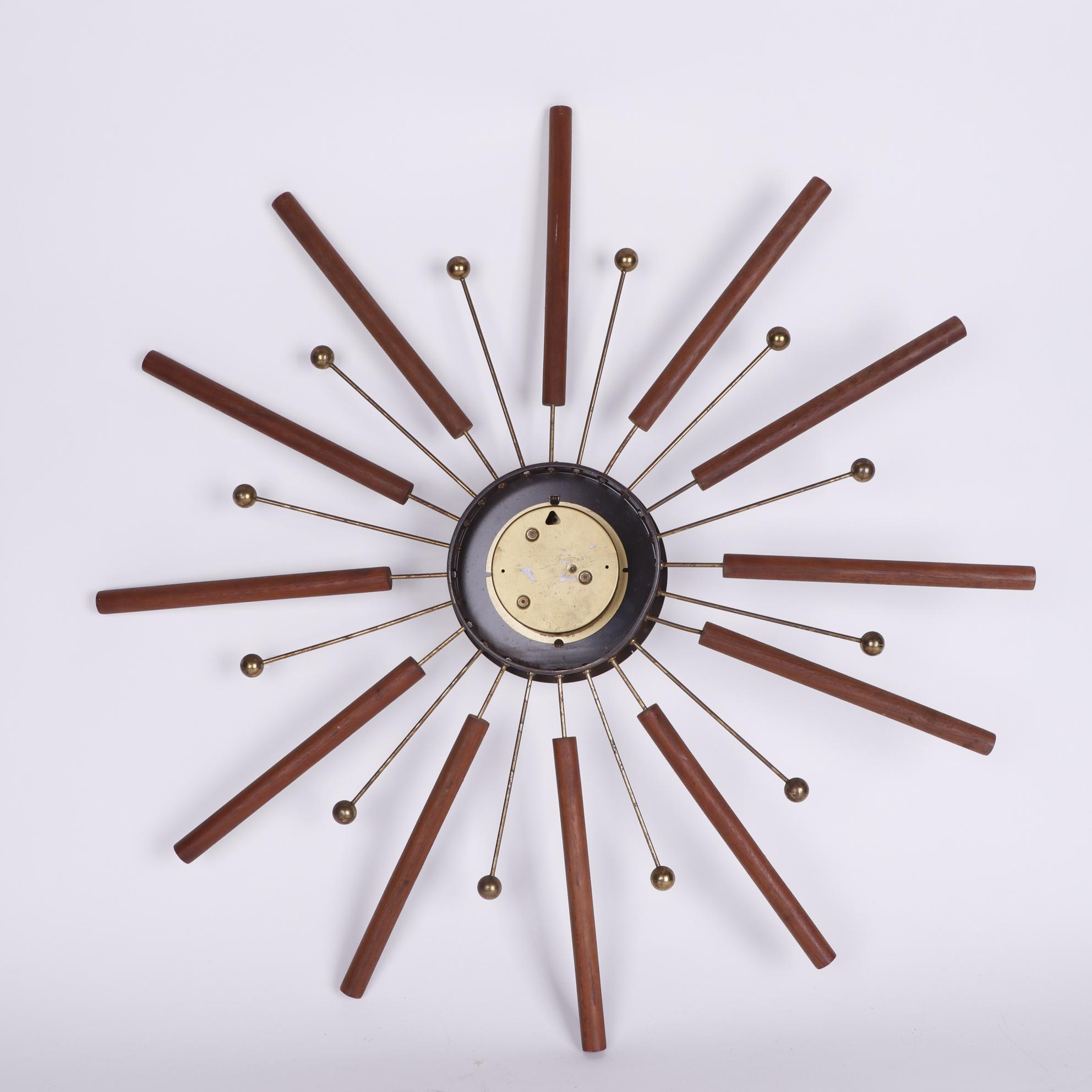 Mid Century Modern Sunburst Wall Clock