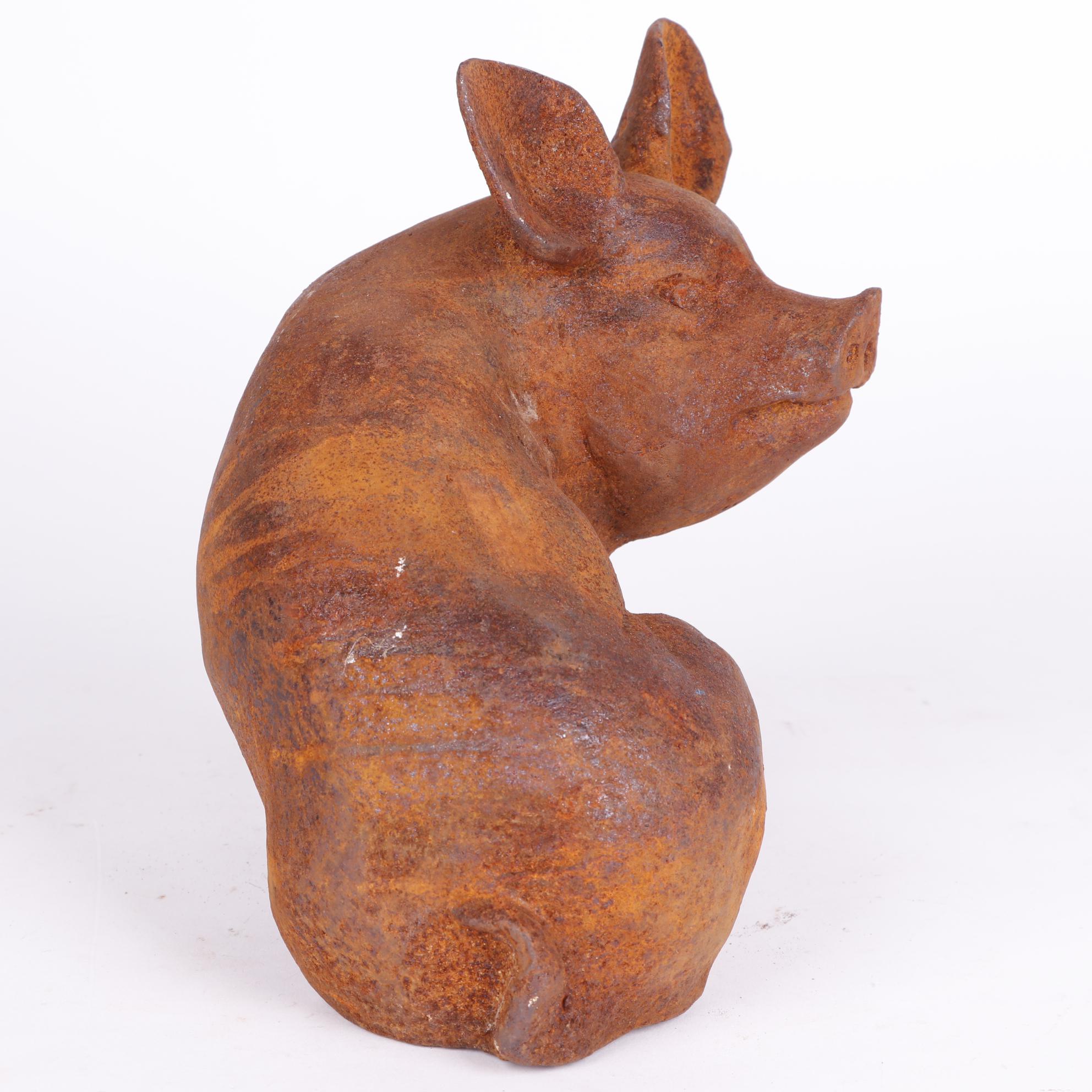 Oxidized Metal Pig Figurine