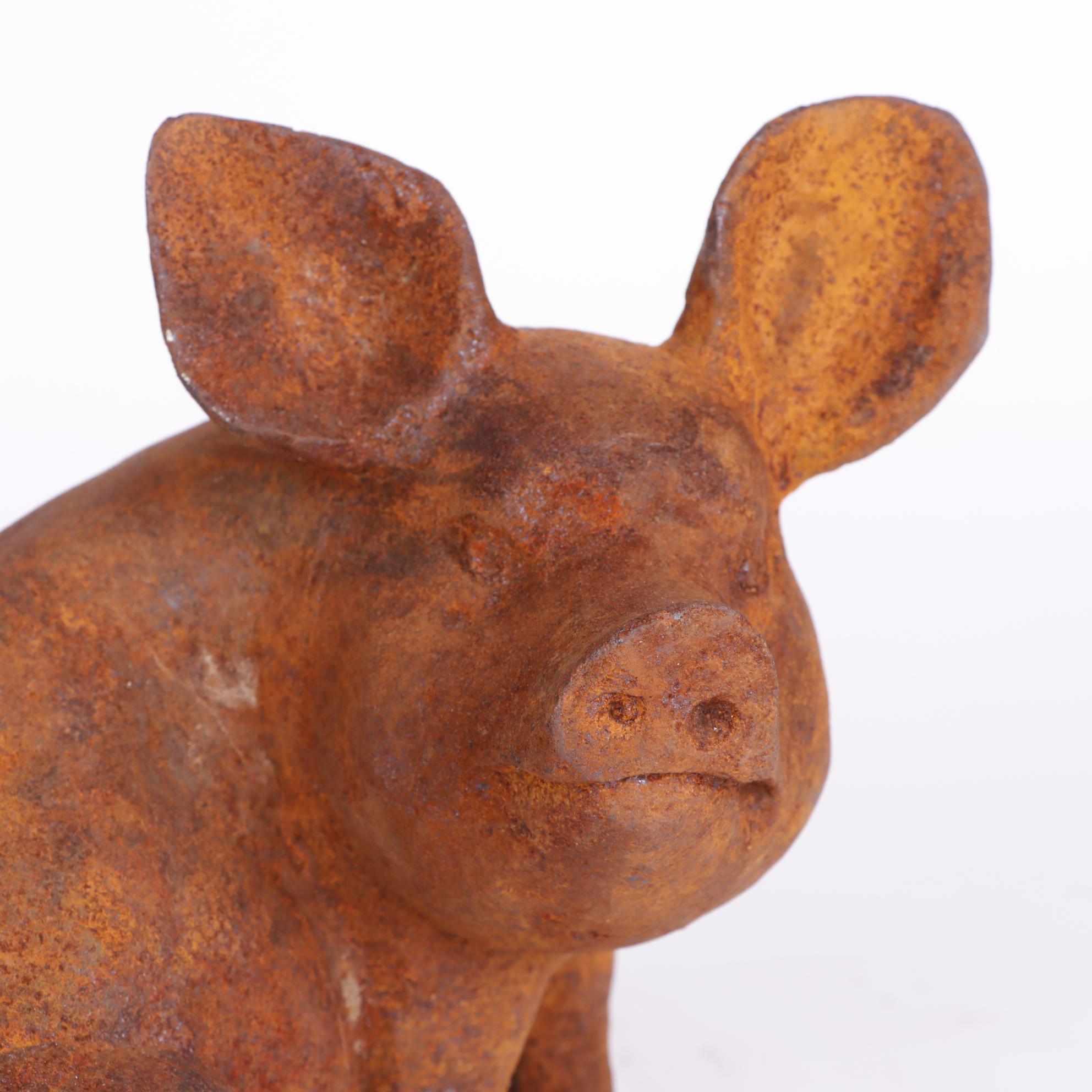 Oxidized Metal Pig Figurine