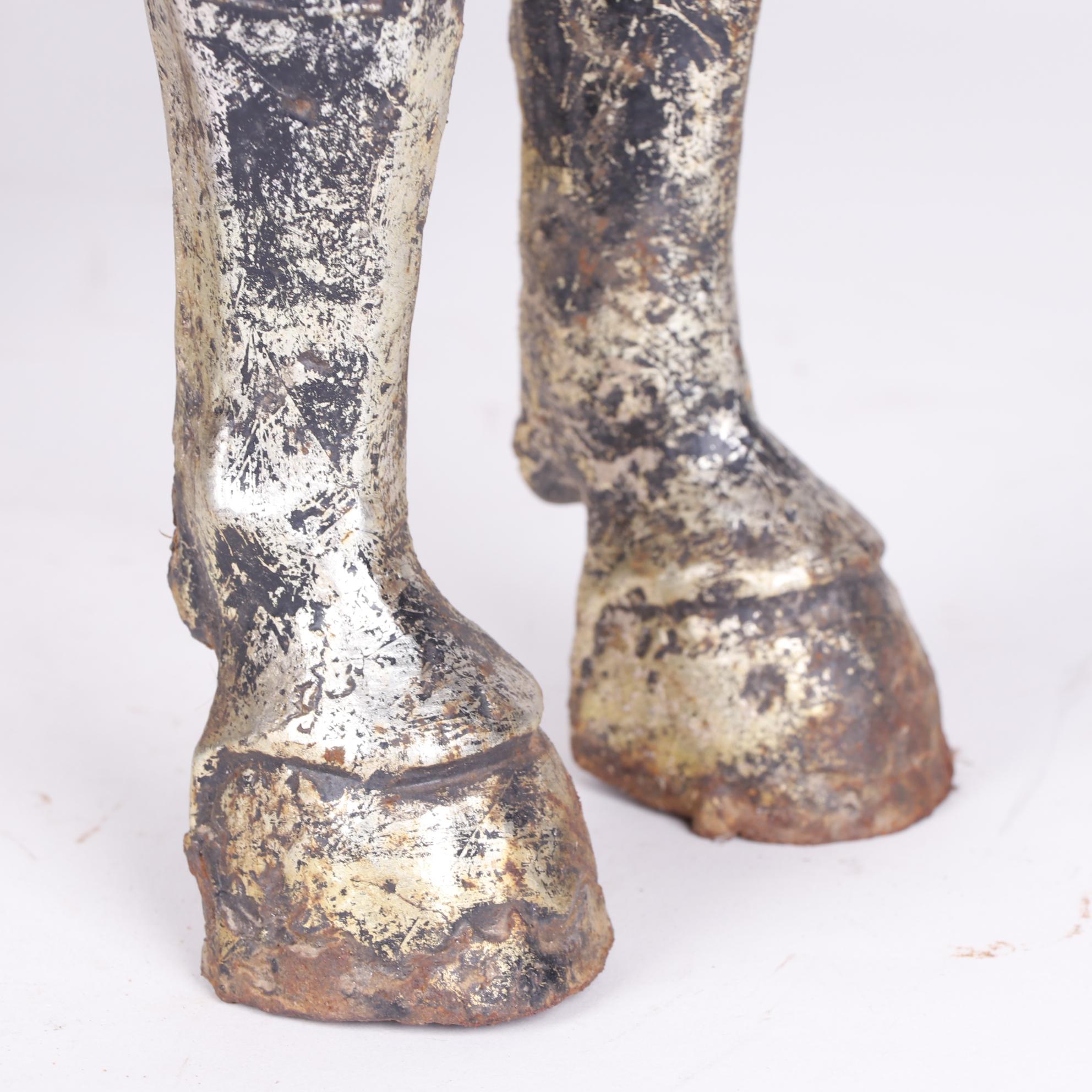 Chinese Tang Style Painted Metal Horse Sculpture