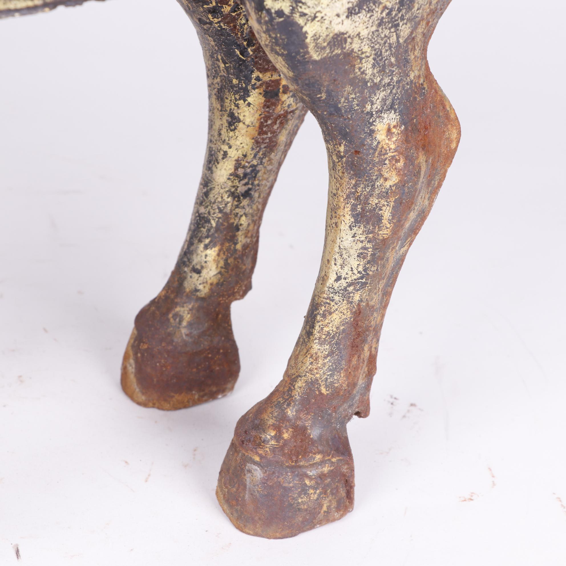 Chinese Tang Style Painted Metal Horse Sculpture