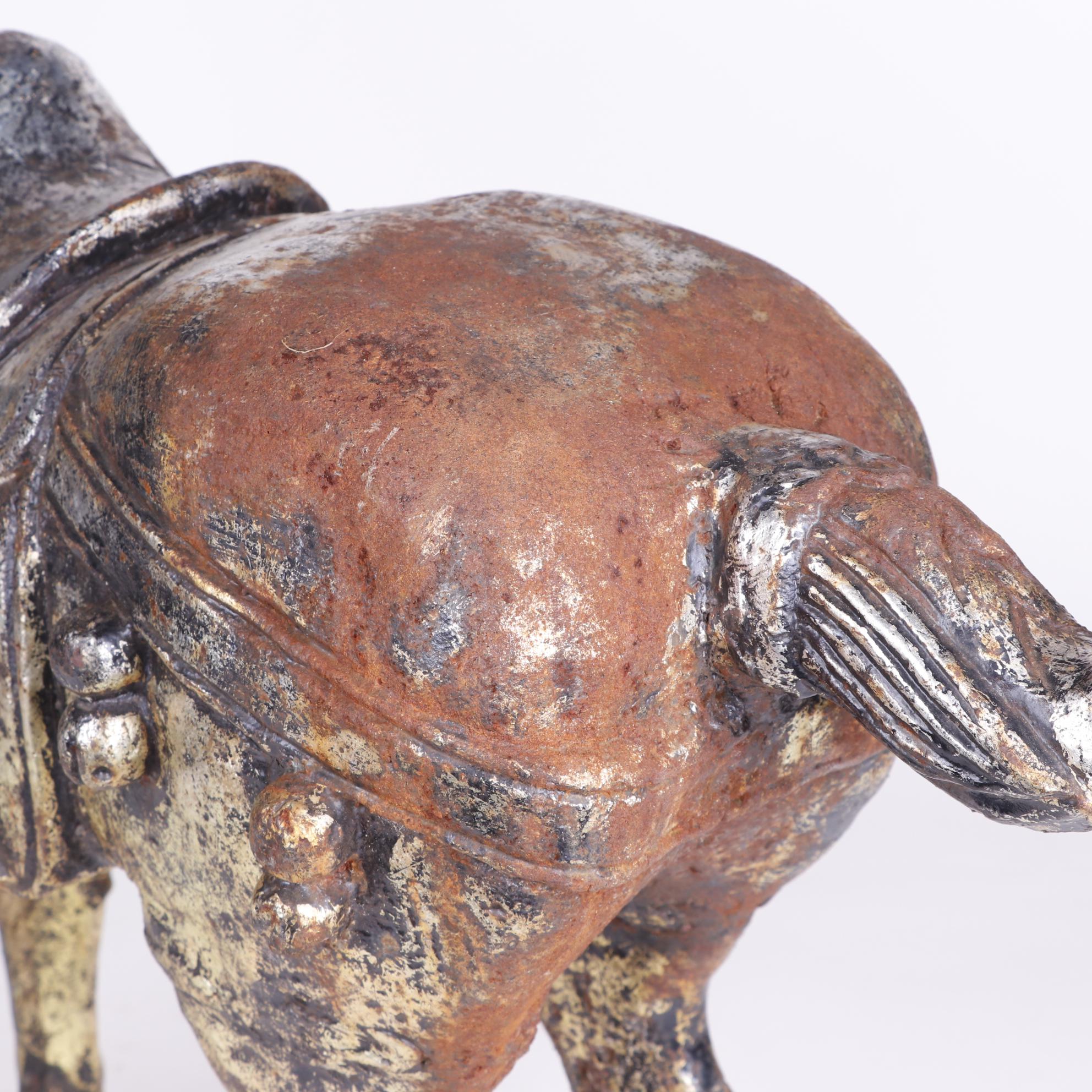 Chinese Tang Style Painted Metal Horse Sculpture