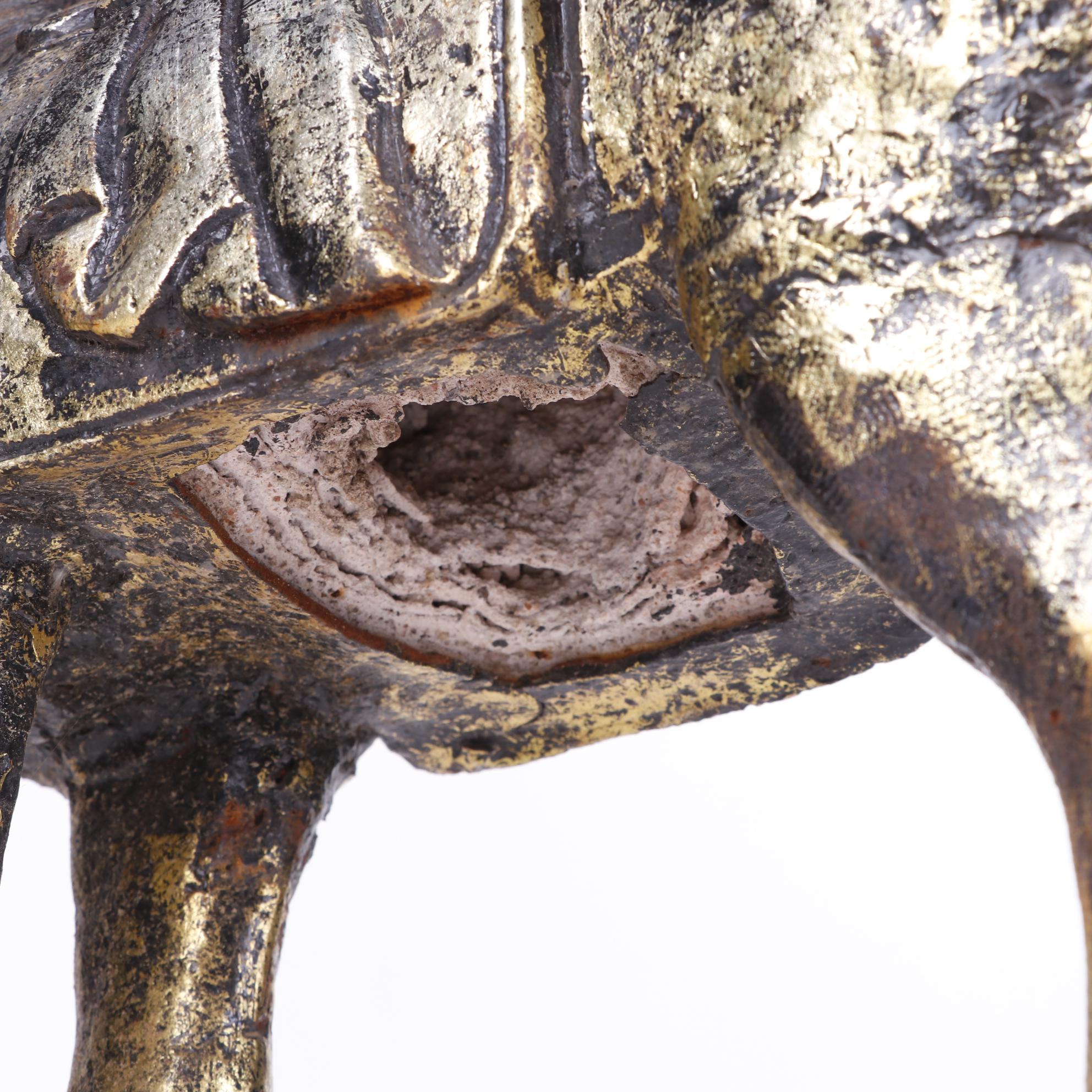 Chinese Tang Style Painted Metal Horse Sculpture