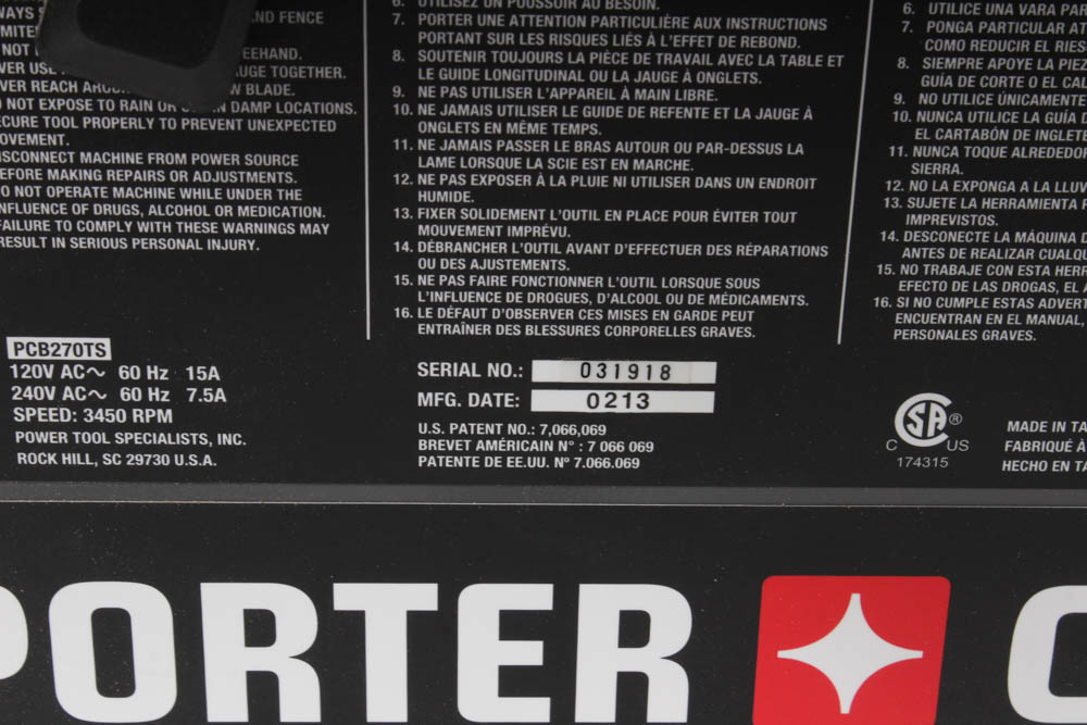 Porter Cable Table Saw