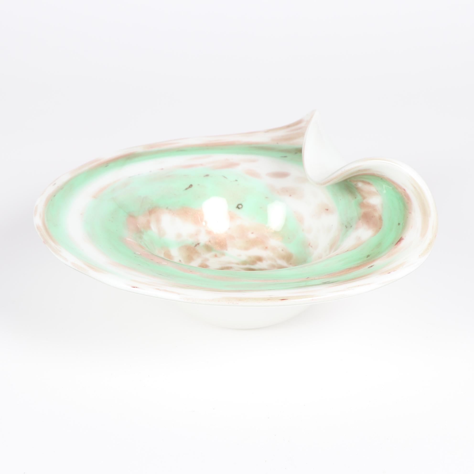 Murano Cased Glass Bowl with Swirl Design