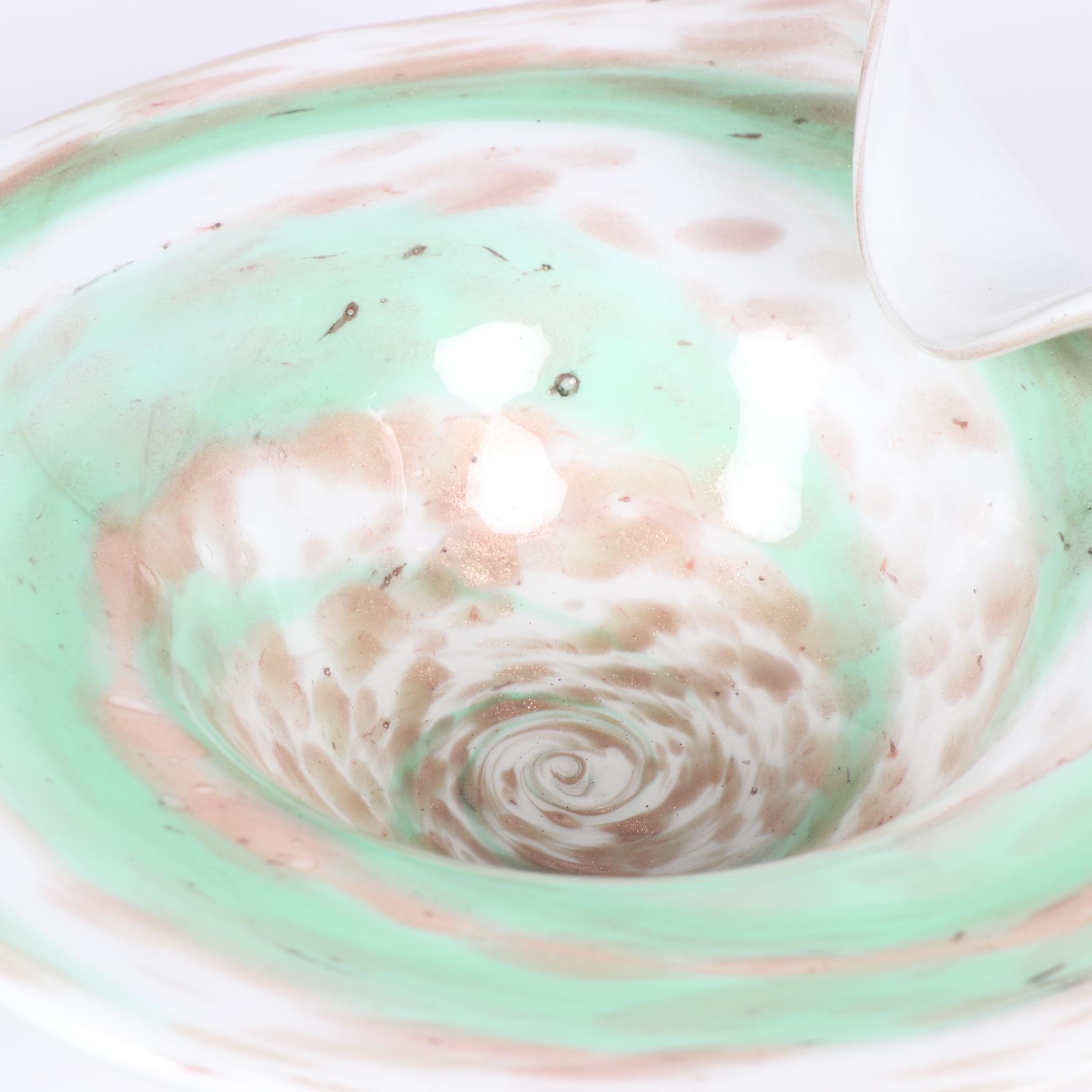 Murano Cased Glass Bowl with Swirl Design