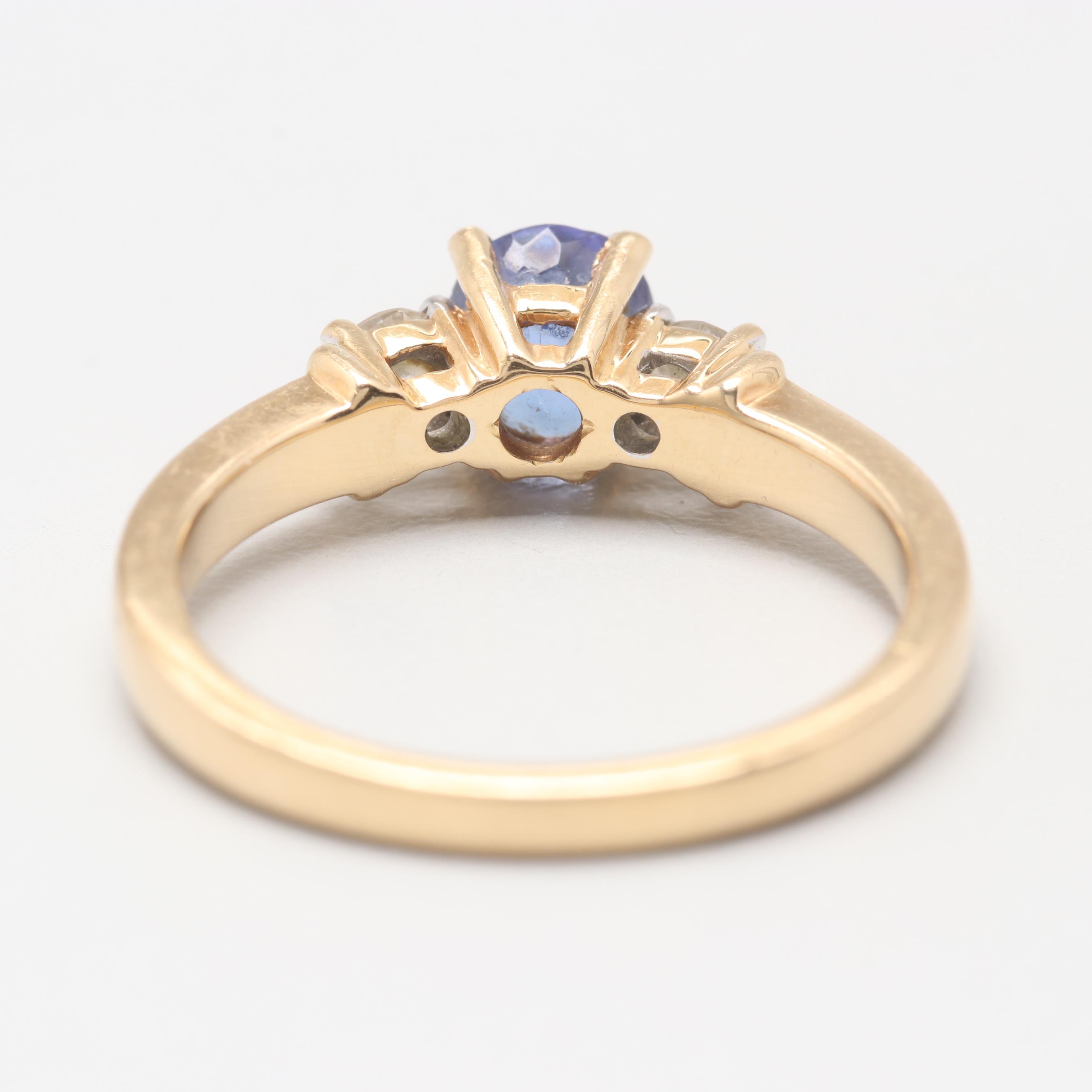 18K Yellow Gold Tanzanite and Diamond Ring