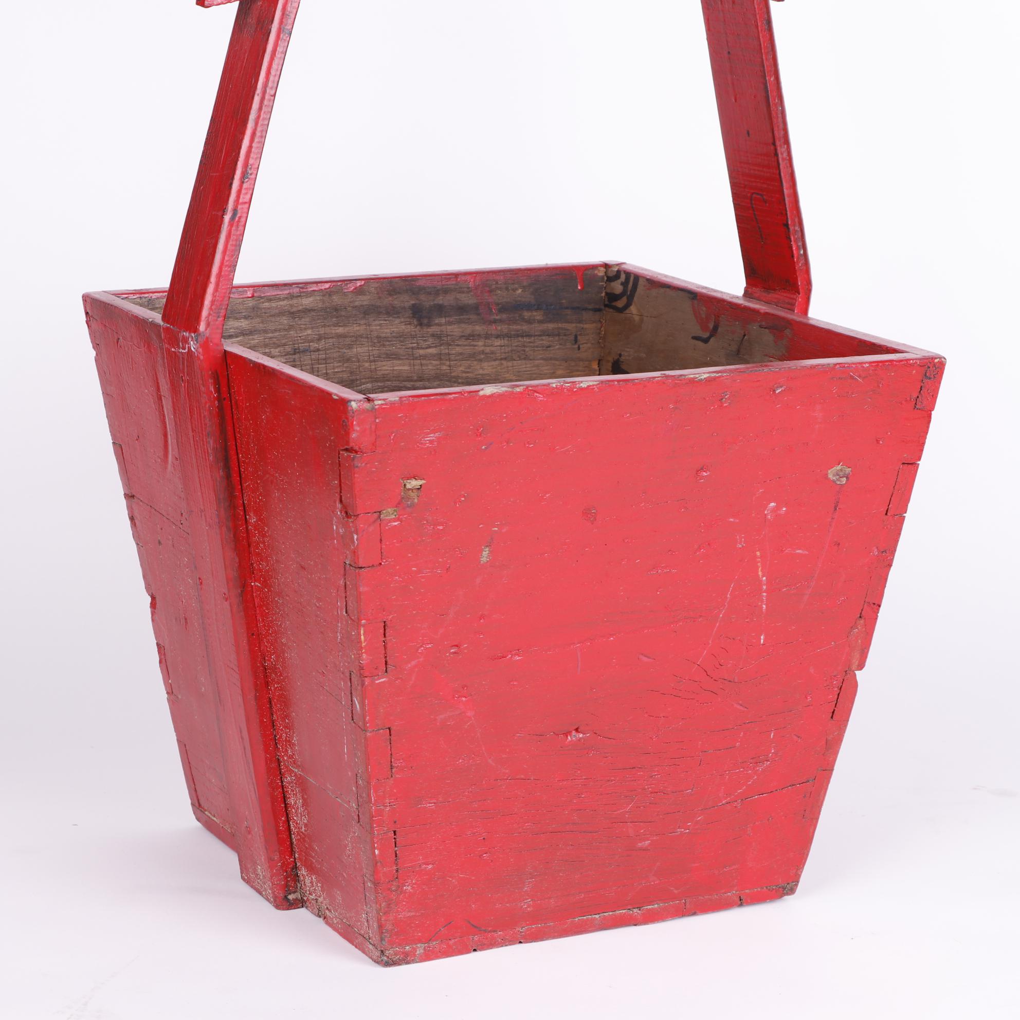 Chinese Style Red Painted Wood Boxes