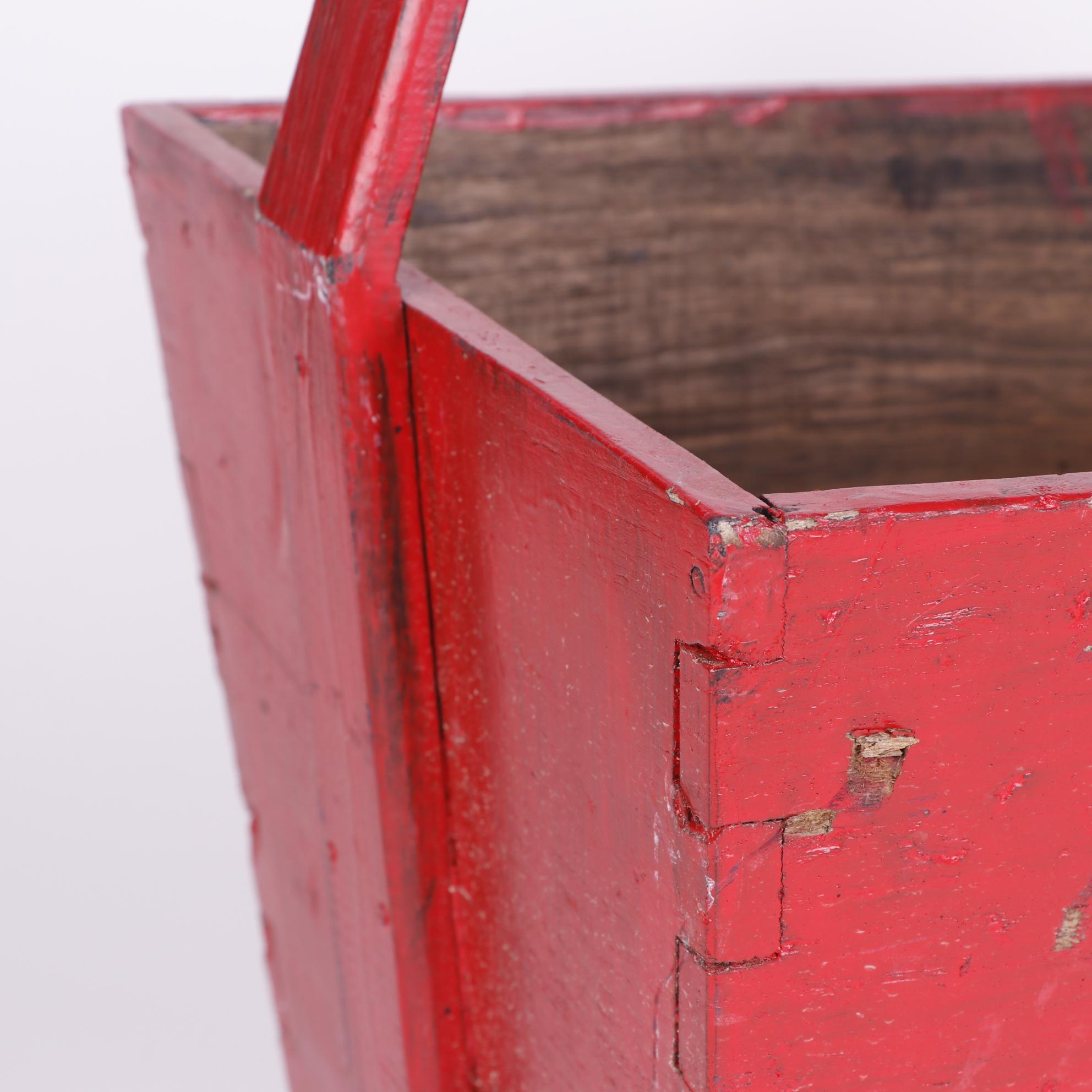 Chinese Style Red Painted Wood Boxes