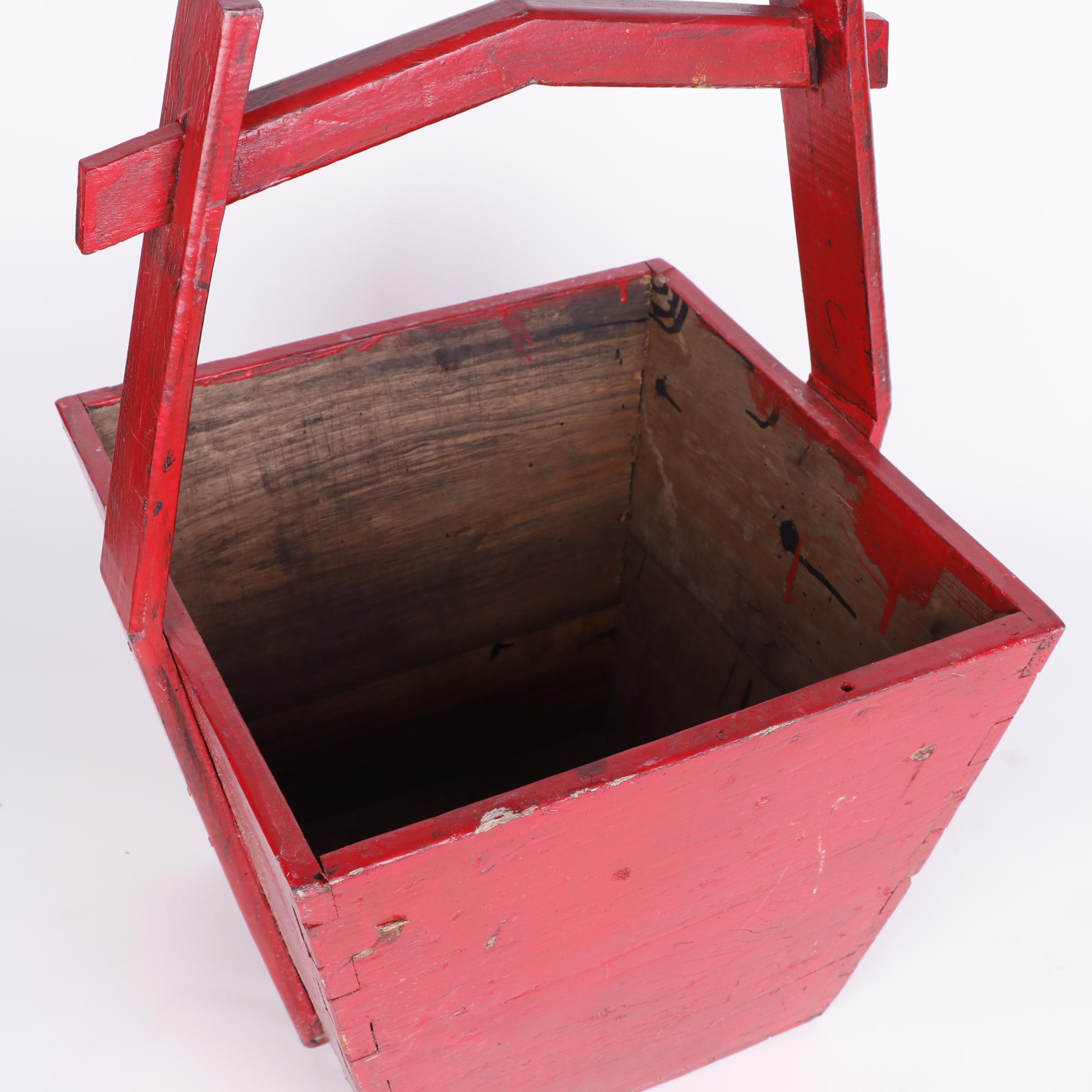 Chinese Style Red Painted Wood Boxes