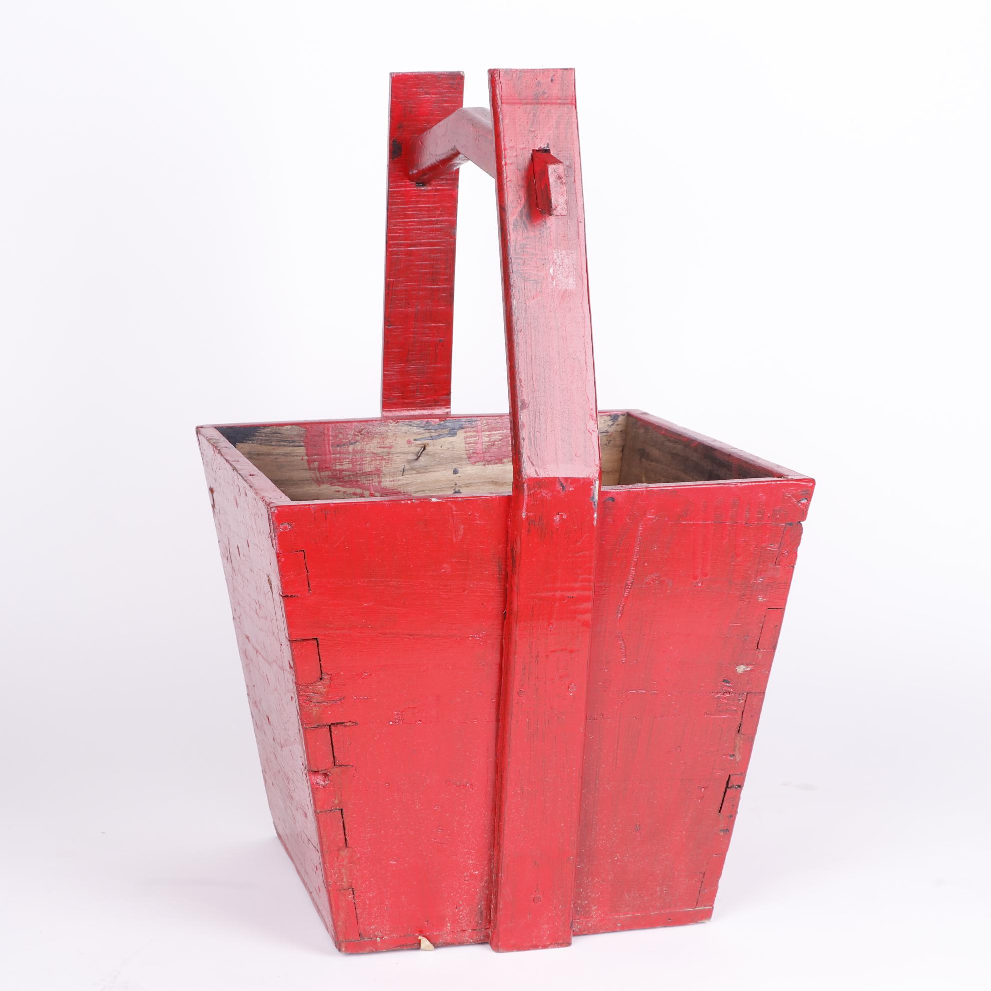 Chinese Style Red Painted Wood Boxes