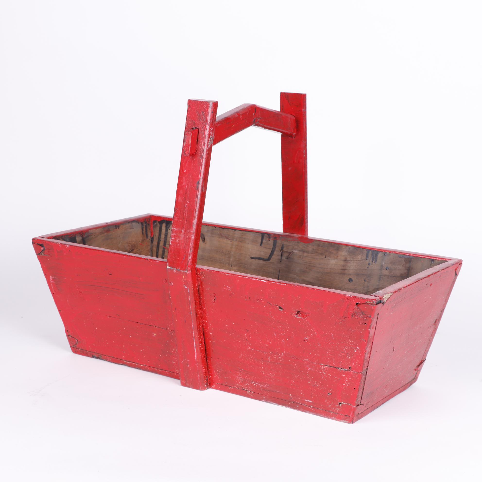 Chinese Style Red Painted Wood Boxes