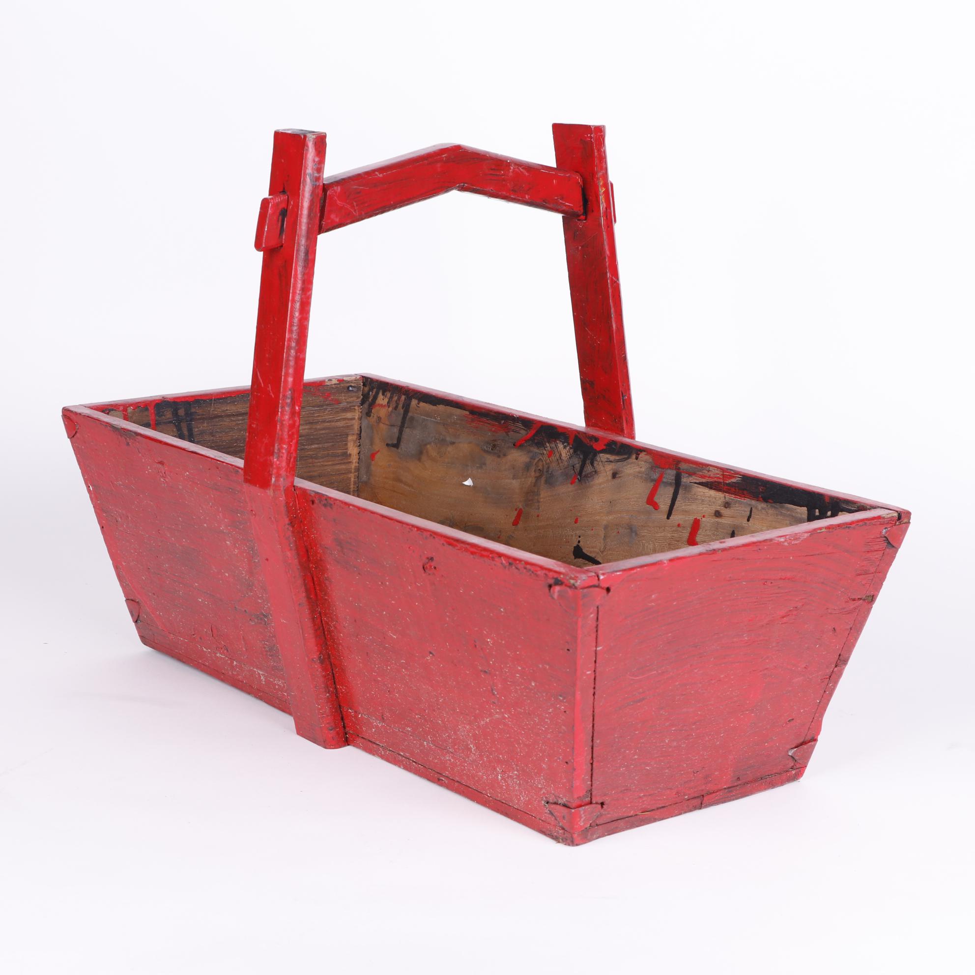 Chinese Style Red Painted Wood Boxes