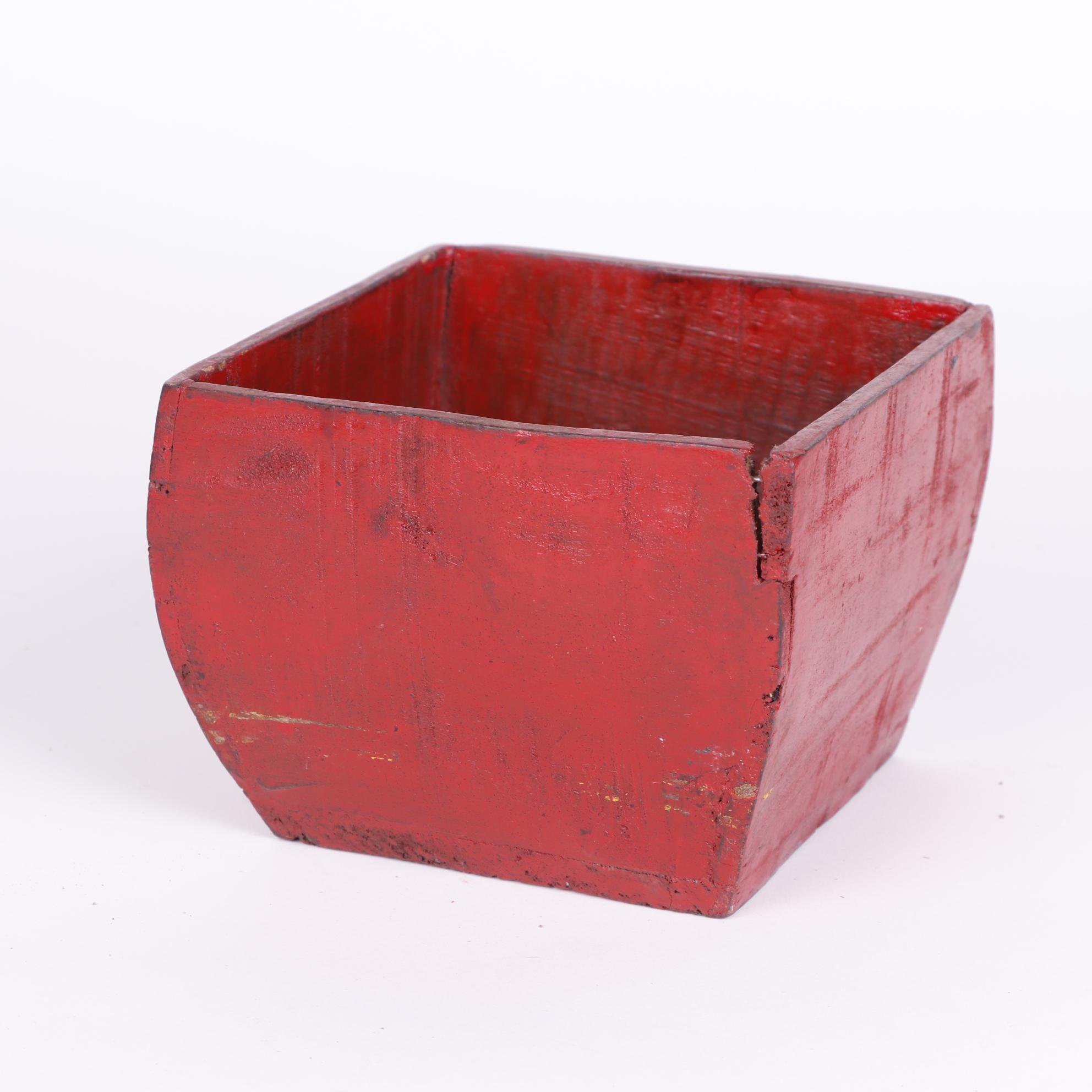 Chinese Style Red Painted Wood Boxes