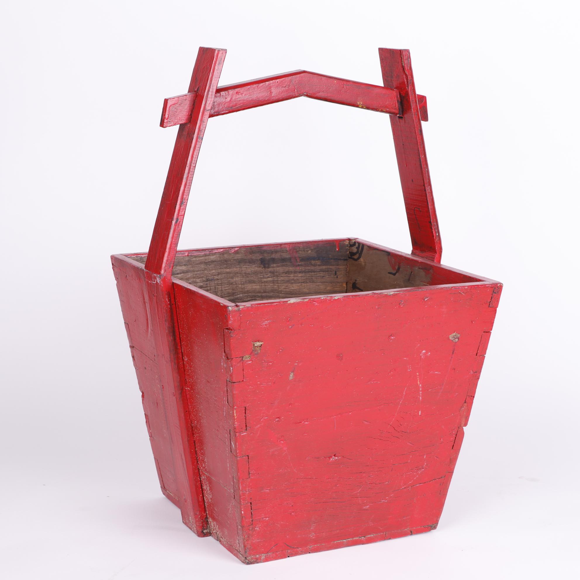 Chinese Style Red Painted Wood Boxes