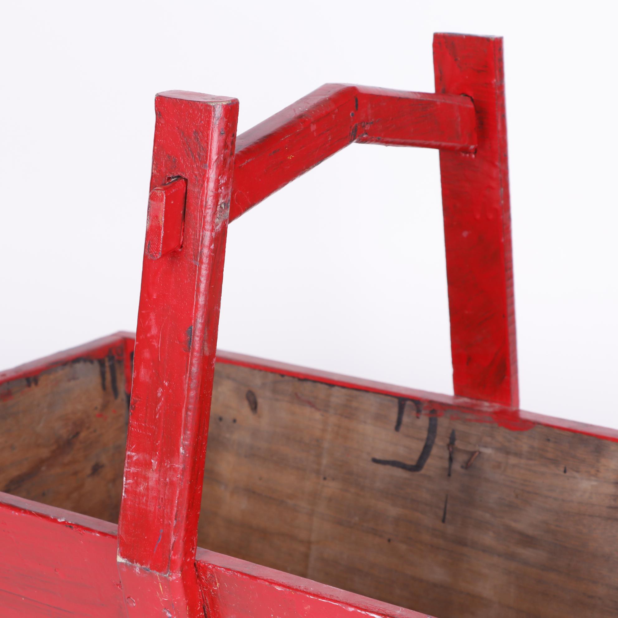 Chinese Style Red Painted Wood Boxes