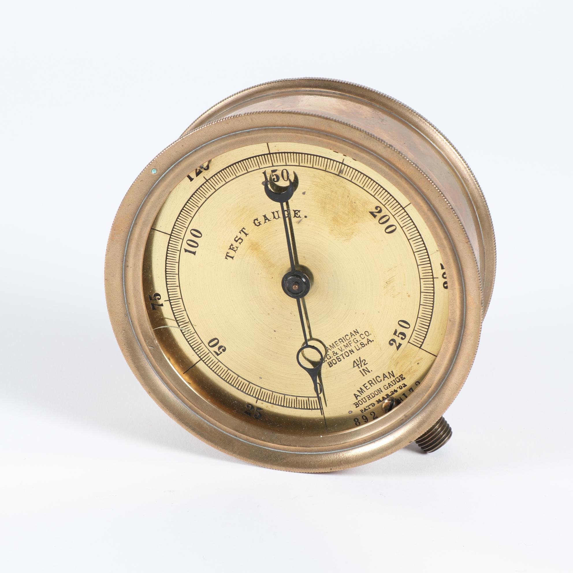 Maritime American S.G. & V. Mfg. Co. Bourdon Tube Pressure Gauge