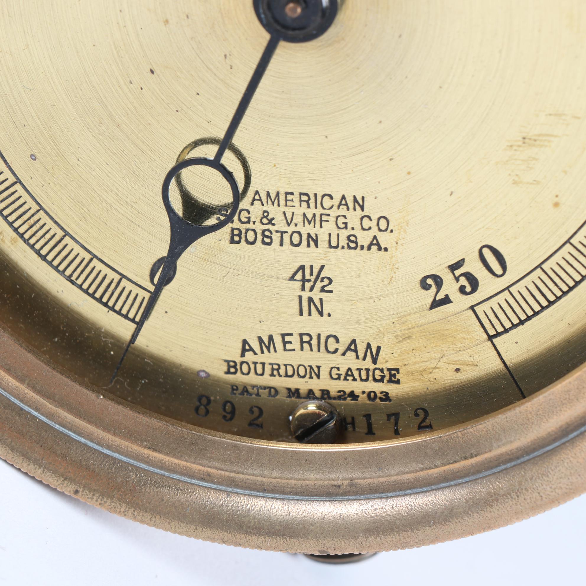 Maritime American S.G. & V. Mfg. Co. Bourdon Tube Pressure Gauge