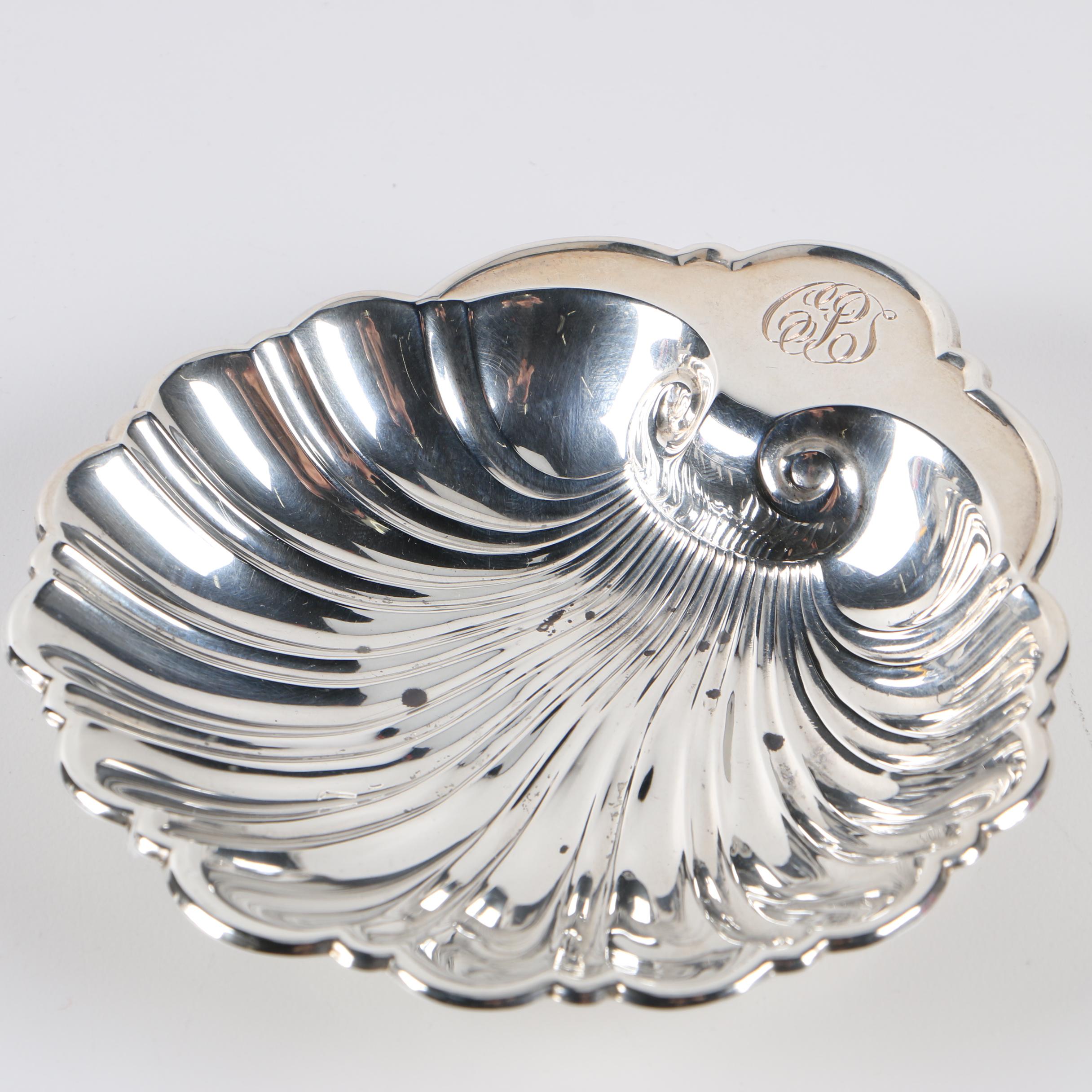 Gorham Sterling Silver Shell Bon Bon Bowls with Sterling Shell Nut Dish