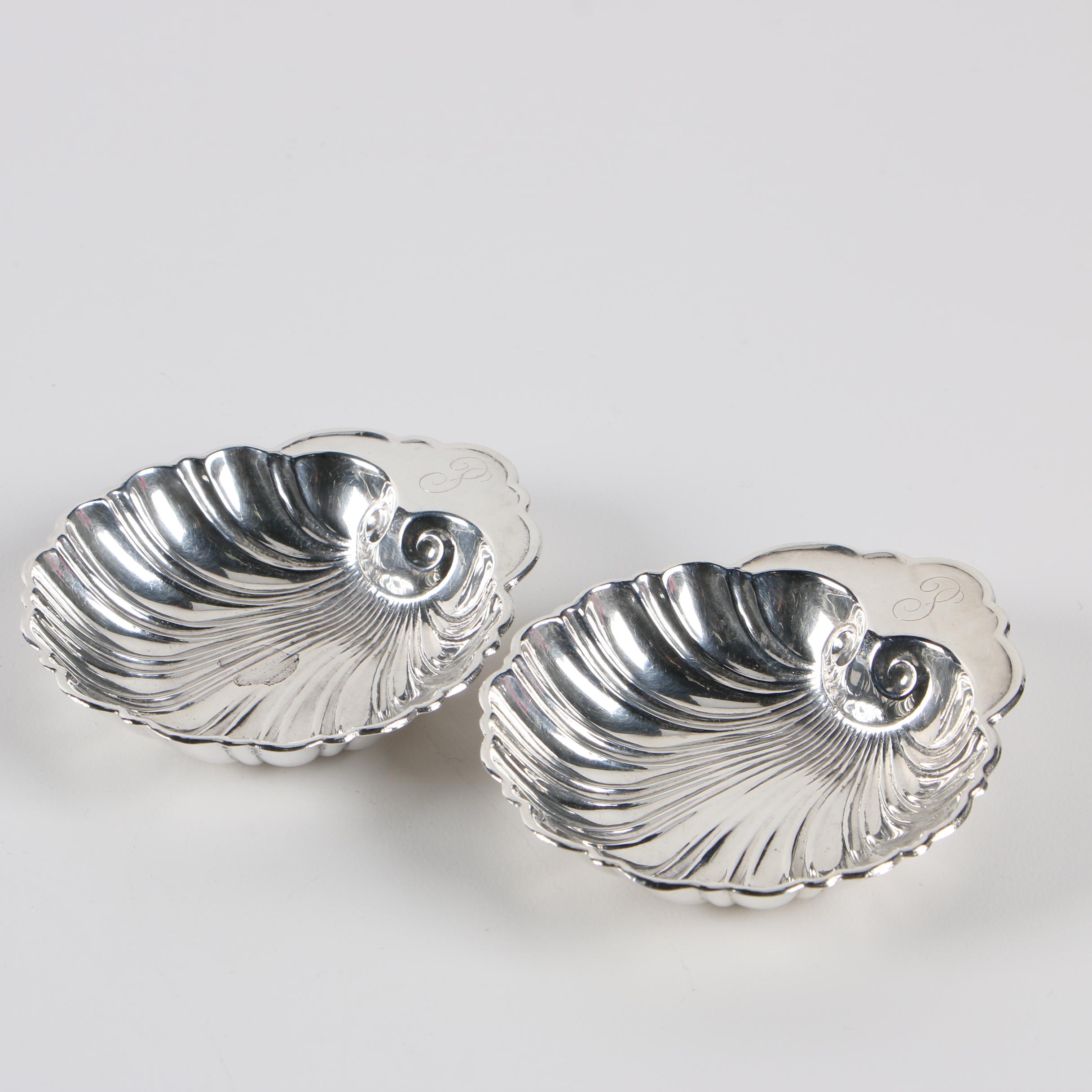 Gorham Sterling Silver Shell Bon Bon Bowls with Sterling Shell Nut Dish