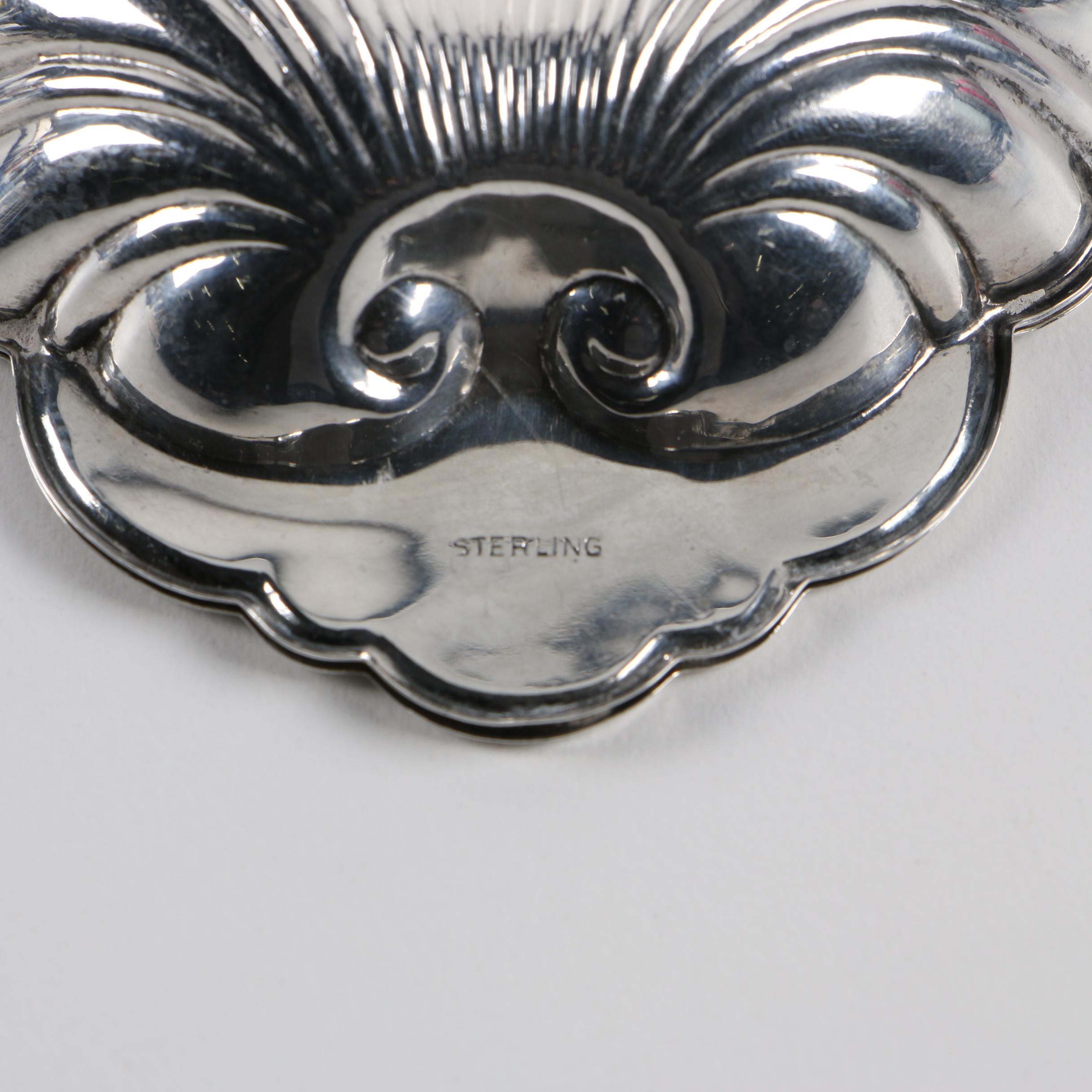 Gorham Sterling Silver Shell Bon Bon Bowls with Sterling Shell Nut Dish